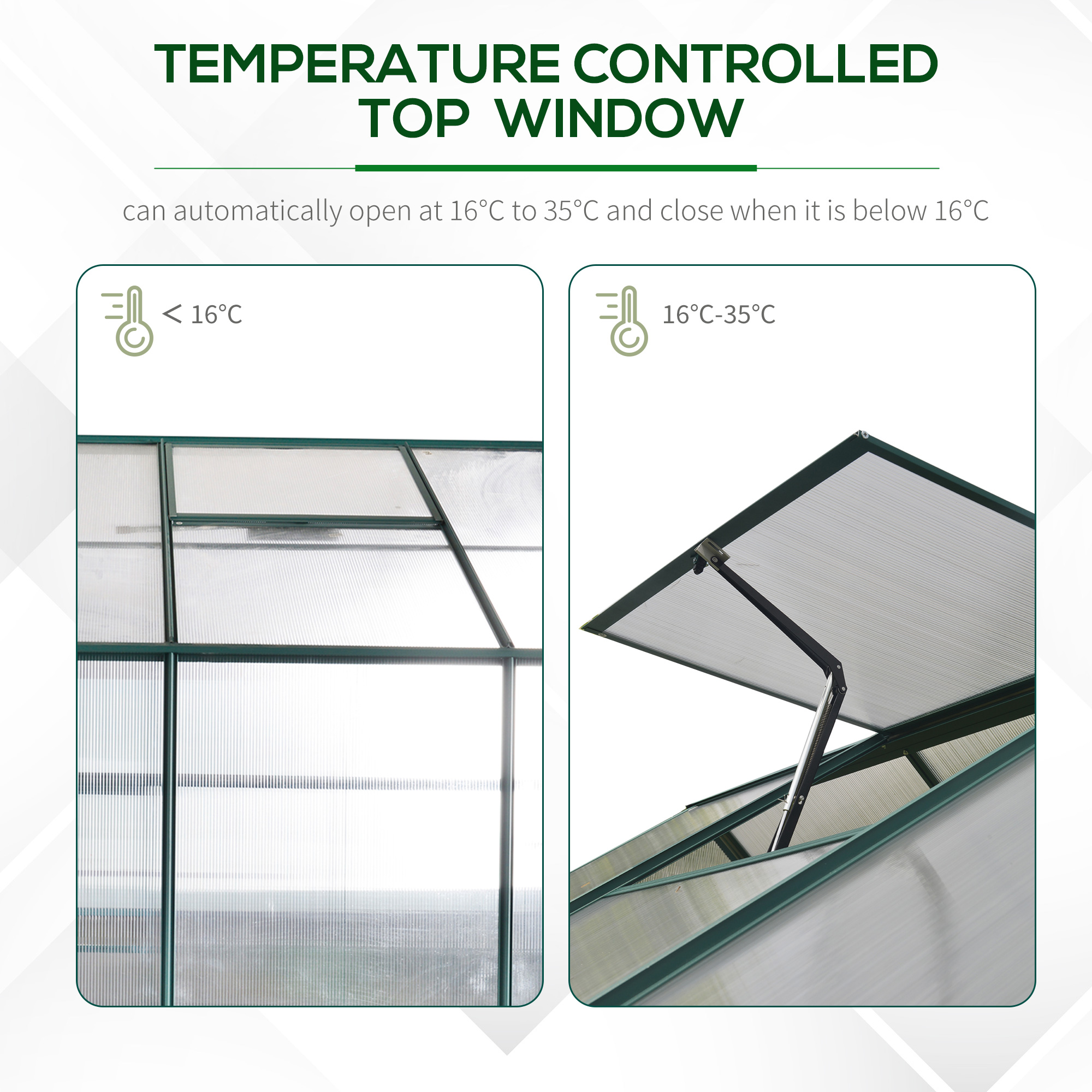Outsunny 6x8 FT Polycarbonate Greenhouse with Base and Raised Bed, Walk-in Greenhouse with Aluminium Frame, Temperature Controlled Window, Foundation for Plants, Flowers, Vegetable 6