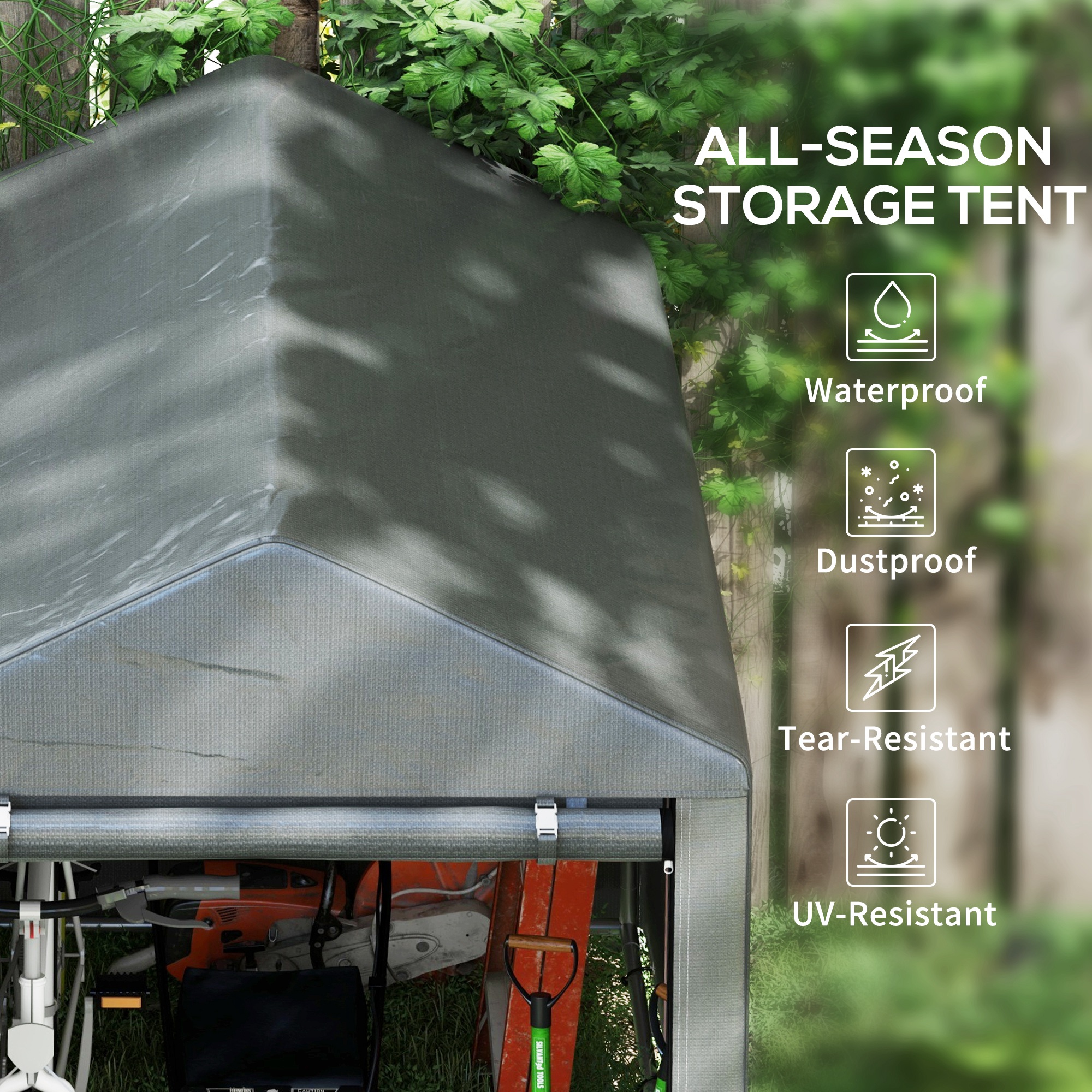 Outsunny 179 x 120cm Temporary Garden Shed, with Accessories Dark Grey 4