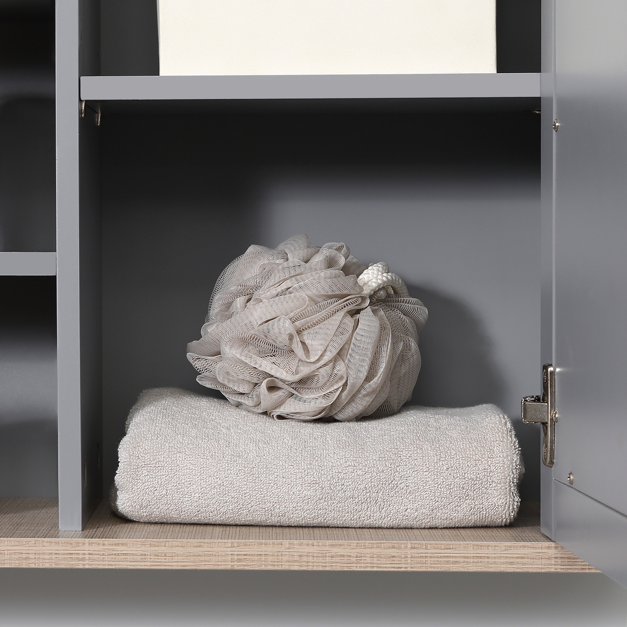 kleankin Bathroom Wall Mirror Cabinet, Cupboard with Door, Storage Cabinet with Adjustable Shelf for Corridors Living Rooms, Grey 9