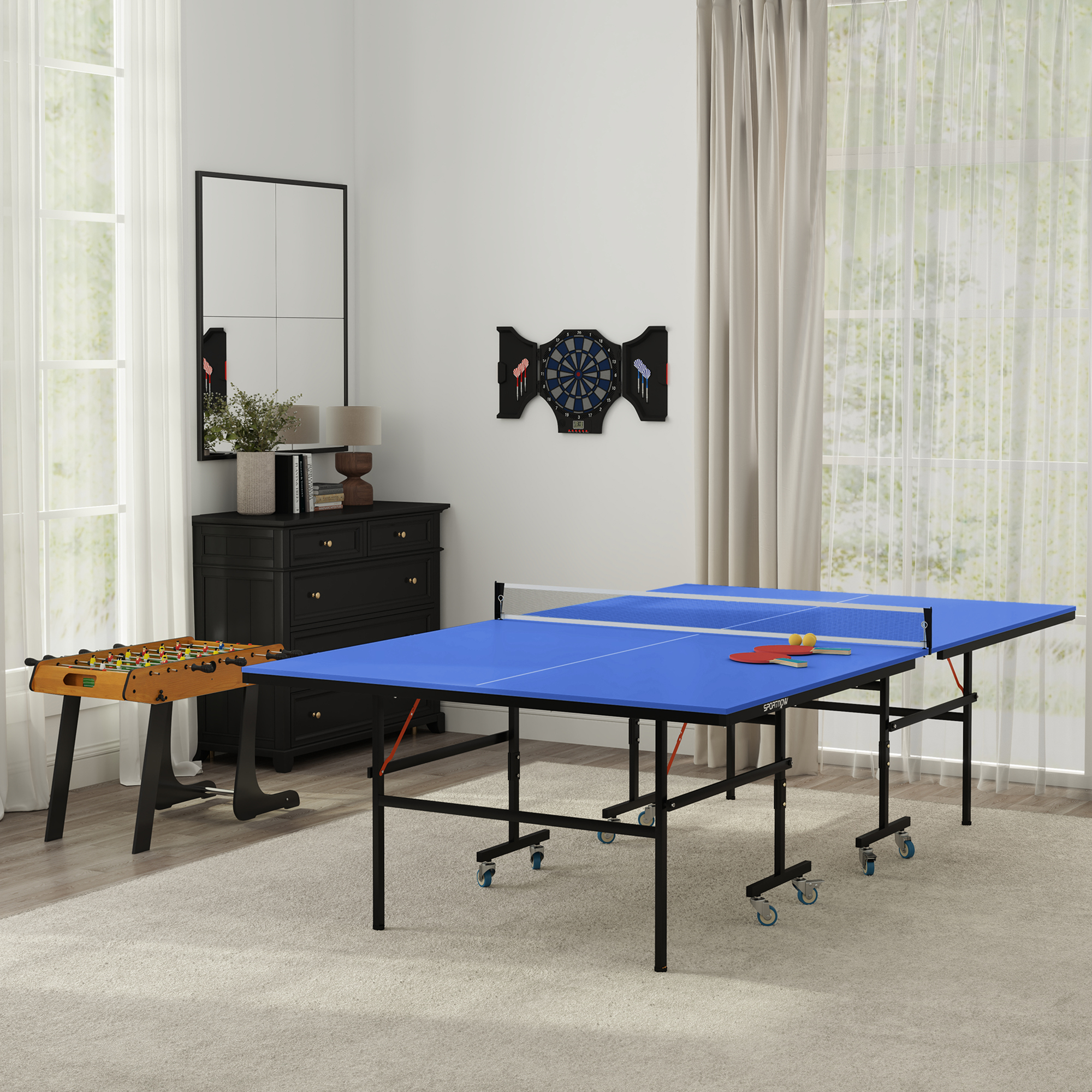 Cible électronique SPORTNOW – 31 Jeux, 285 Variantes, 8 Joueurs, écran LCD, Portes Refermables, 6 Fléchettes