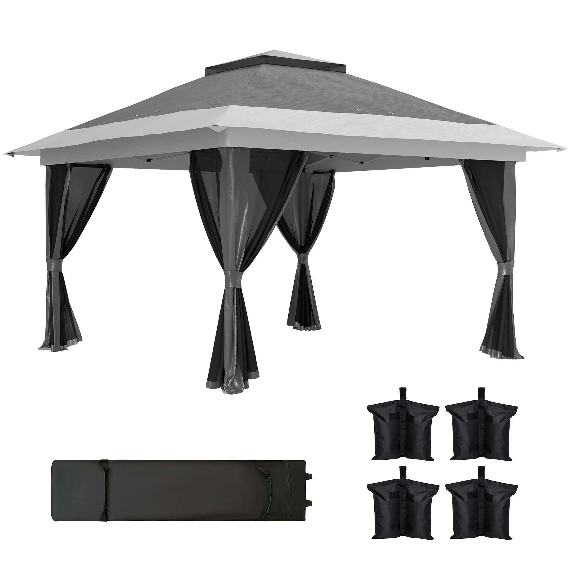 Product photograph of Outsunny 3 6 X 3 6m Pop-up Gazebo With Accessories - Grey from Aosom UK