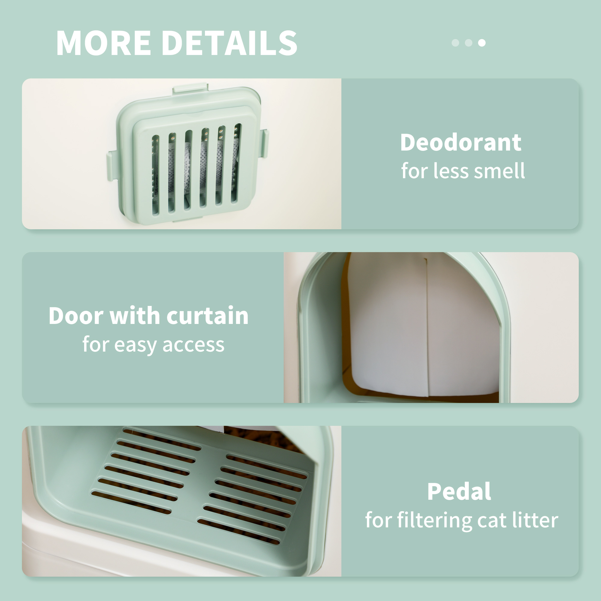PawHut Cat Litter Box, Hooded Cat Litter Tray, with Drawer Pan, Scoop, Deodorants 6