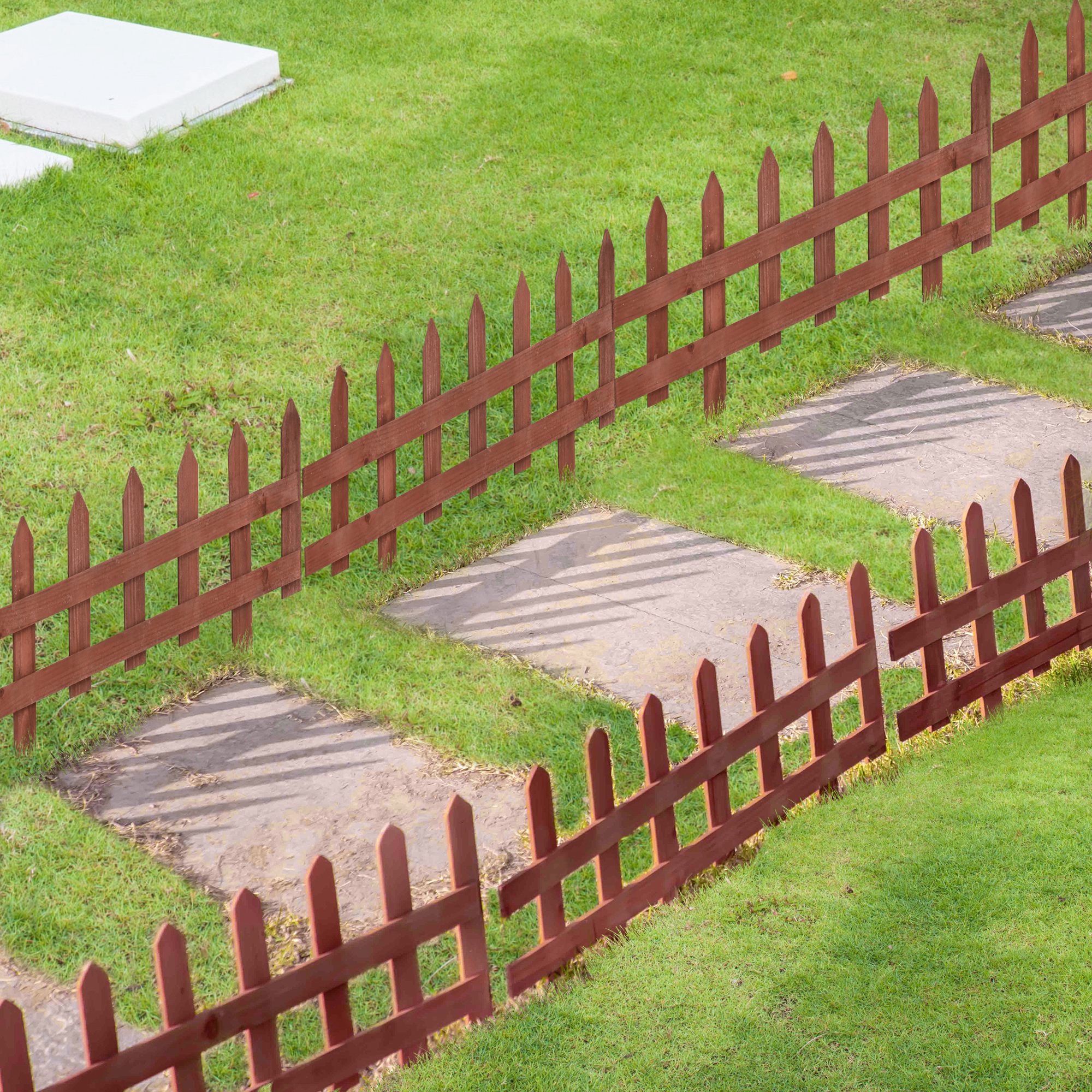 Outsunny Set of 12 Wooden 60cm Garden Fence Pieces 2