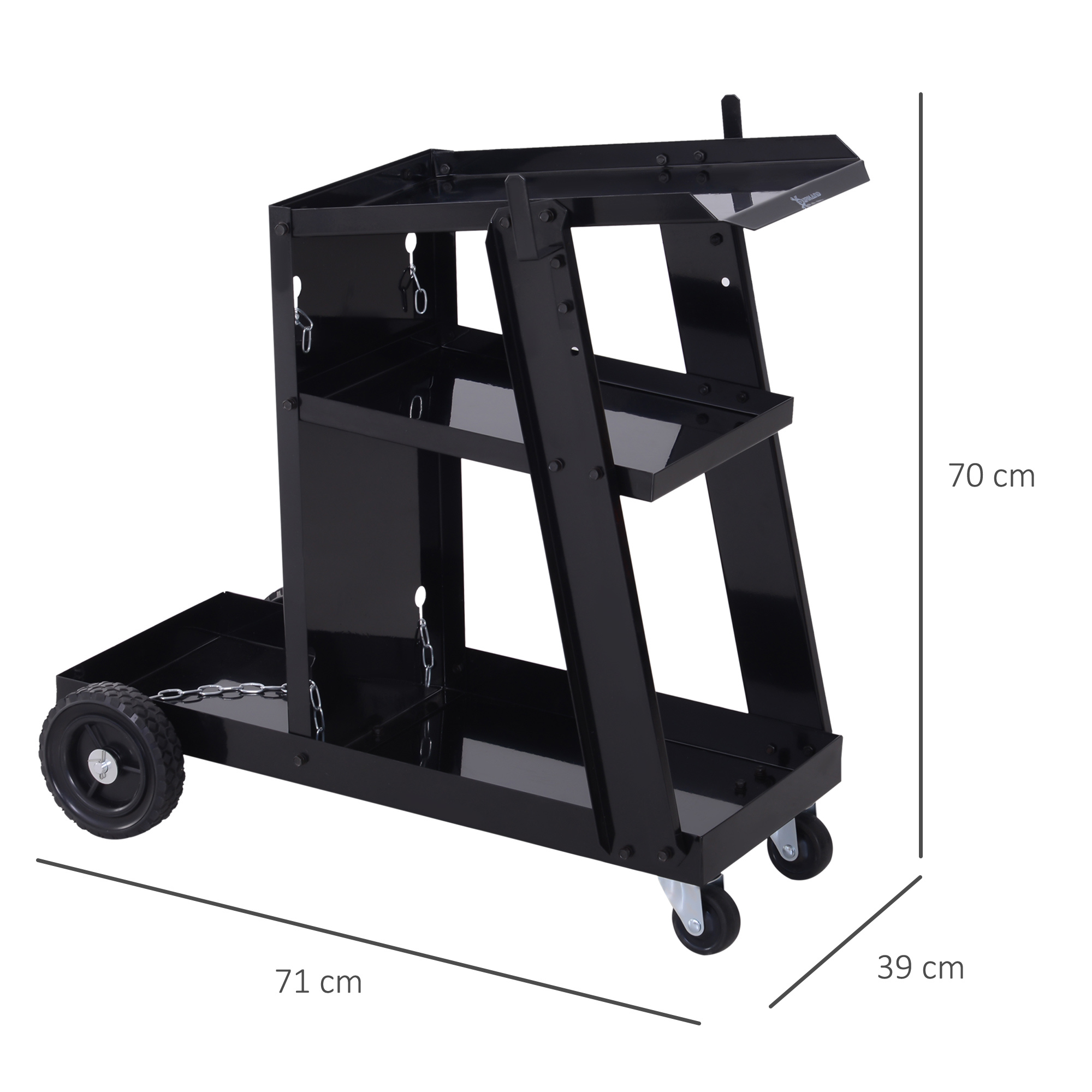 DURHAND Welding Cart Welder Trolley Garage for Gas Bottles w/ Safety Chain, Wheels, Black 3