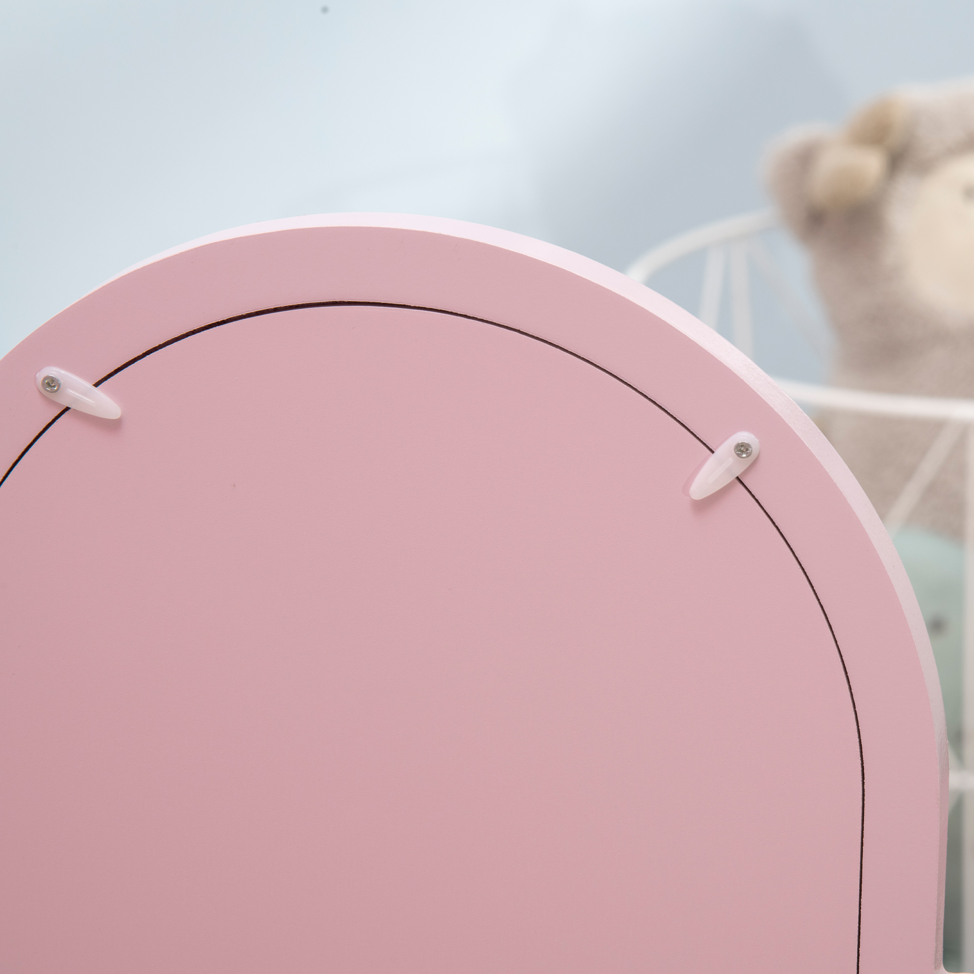 HOMCOM Kids Dressing Table Set, with Mirror and Drawer Pink 9