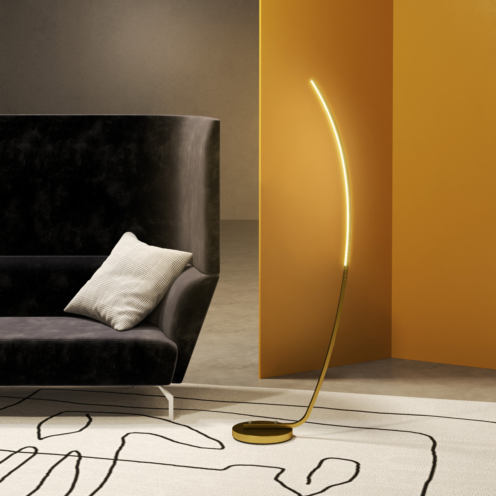 HOMCOM Modern 147cm Curved LED Floor Lamp Gold Tone 2