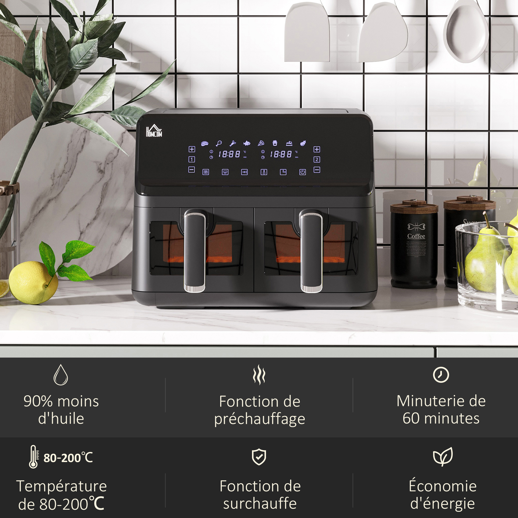 Friteuse à air chaud, Acezoe 7L XXL Friteuse à air chaud, Air Fryer en