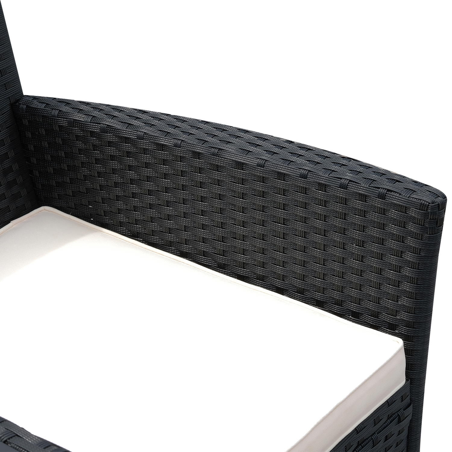 Outsunny 2 Seater Rattan Campanion Chair Wicker Loveseat Outdoor Patio Armchair with Drink Table Garden Furniture Black 9