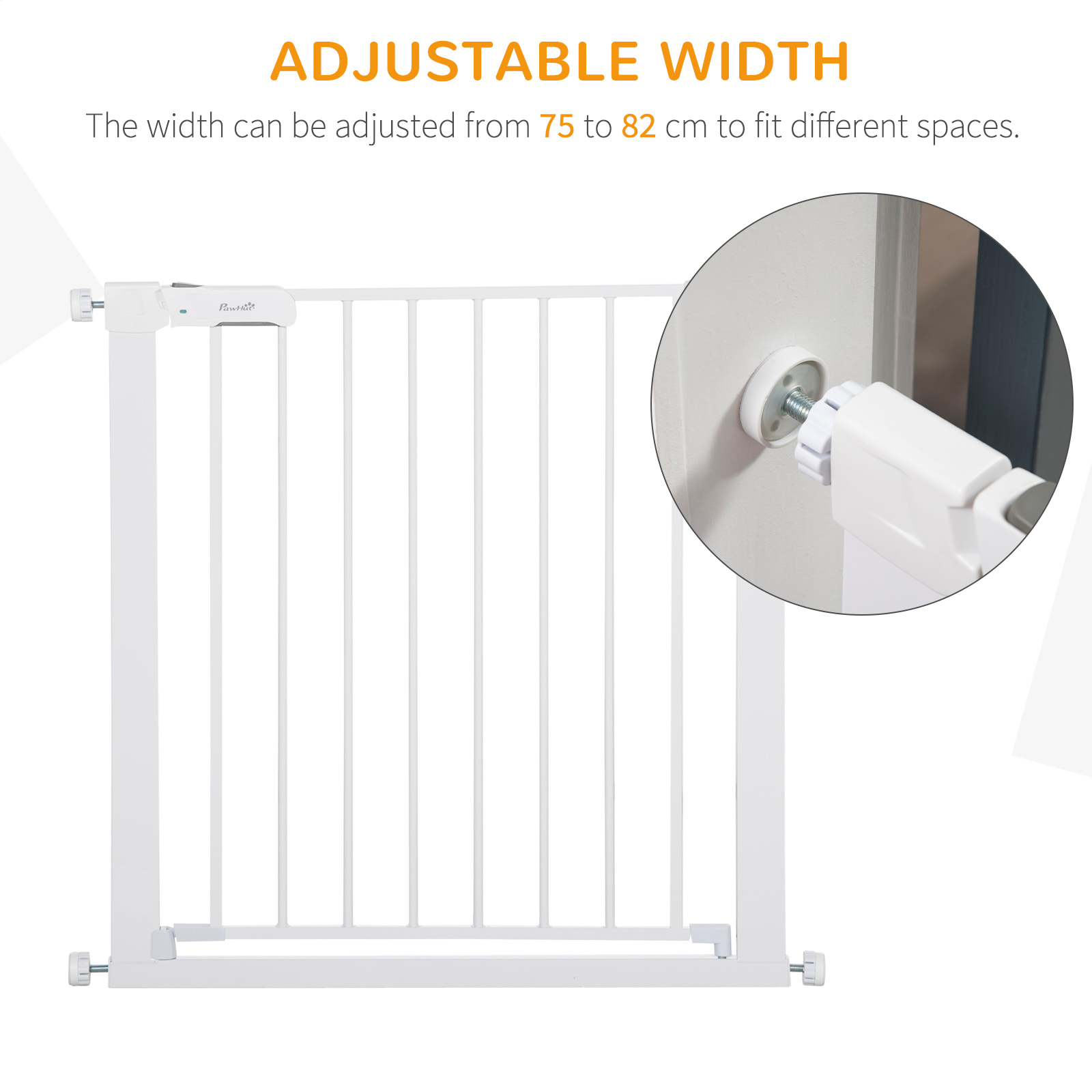 PawHut Adjustable Pet Safety Gate Dog Barrier Home Fence Room Divider Stair Guard Mounting White (76 H x 75-82W cm) 6
