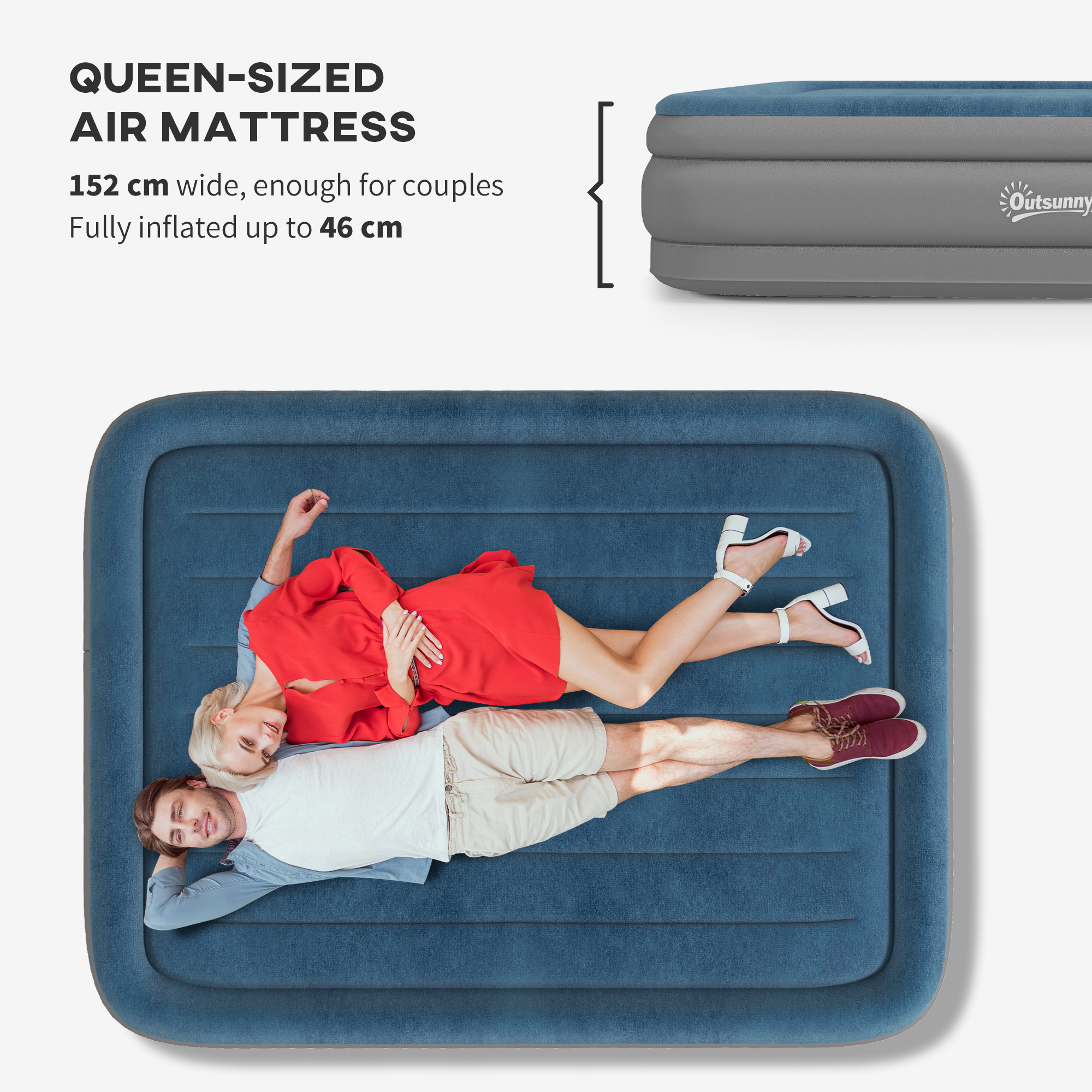 Outsunny King-Size Inflatable Mattress, with Built-In Electric Pump and Bag 4