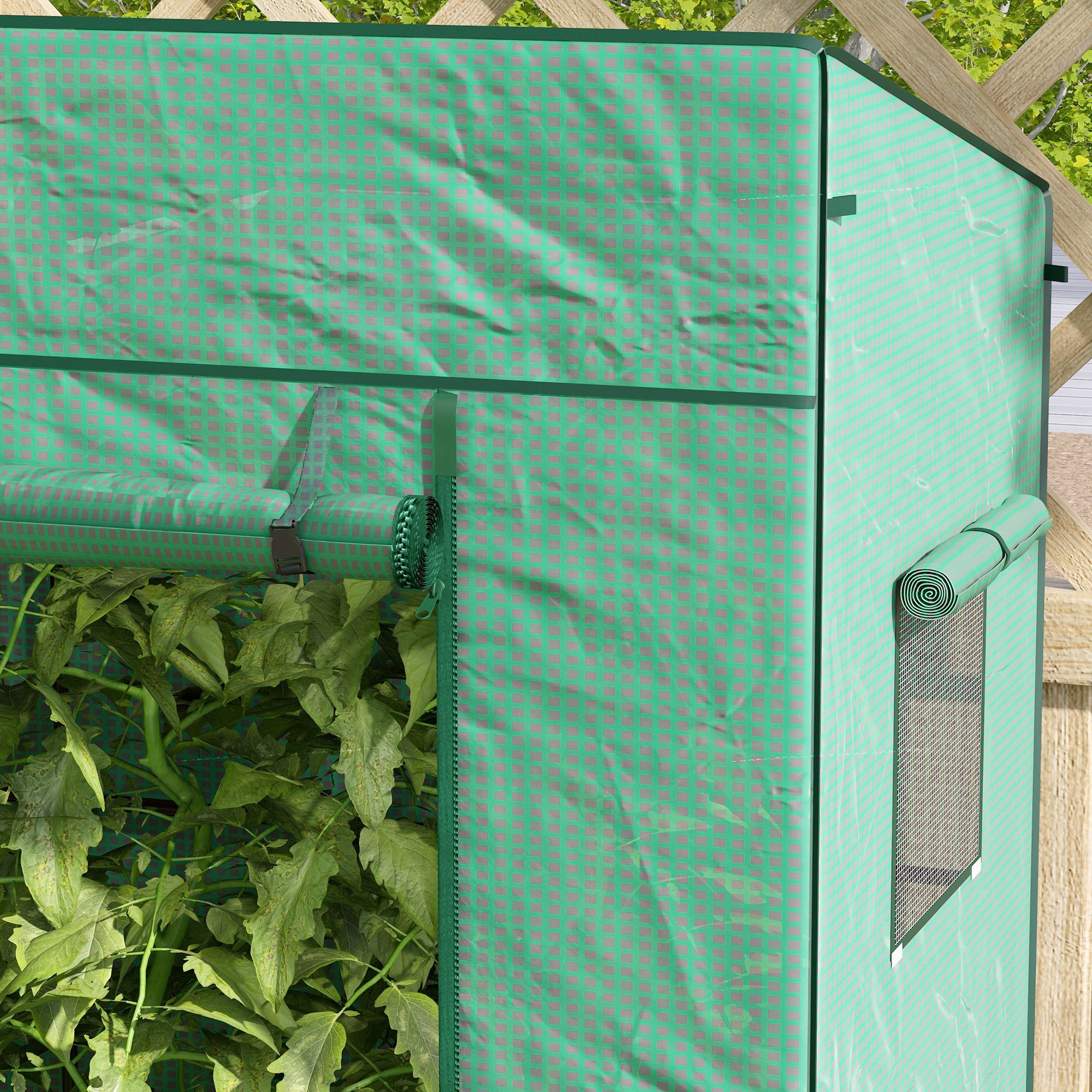 Outsunny 77 x 196cm Walk-In Greenhouse, with Accessories 9
