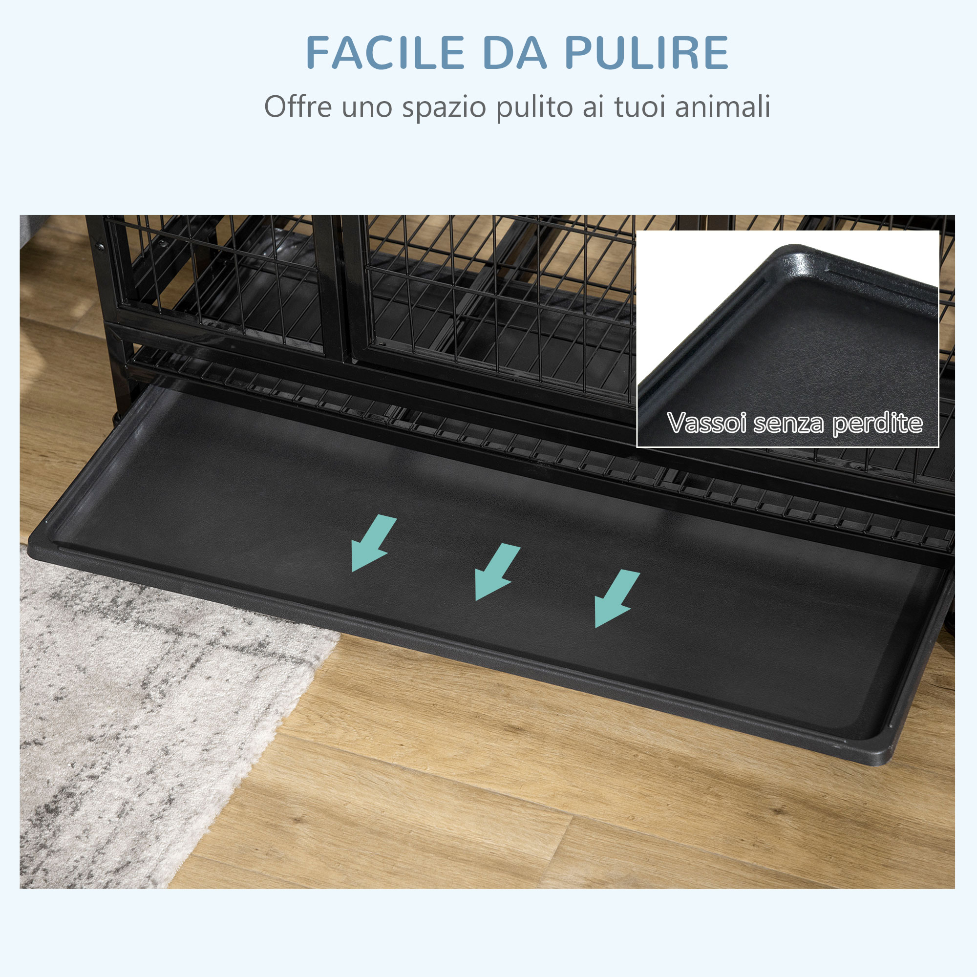 PawHut Gabbia pieghevole per cani Box per cani con 2 porte