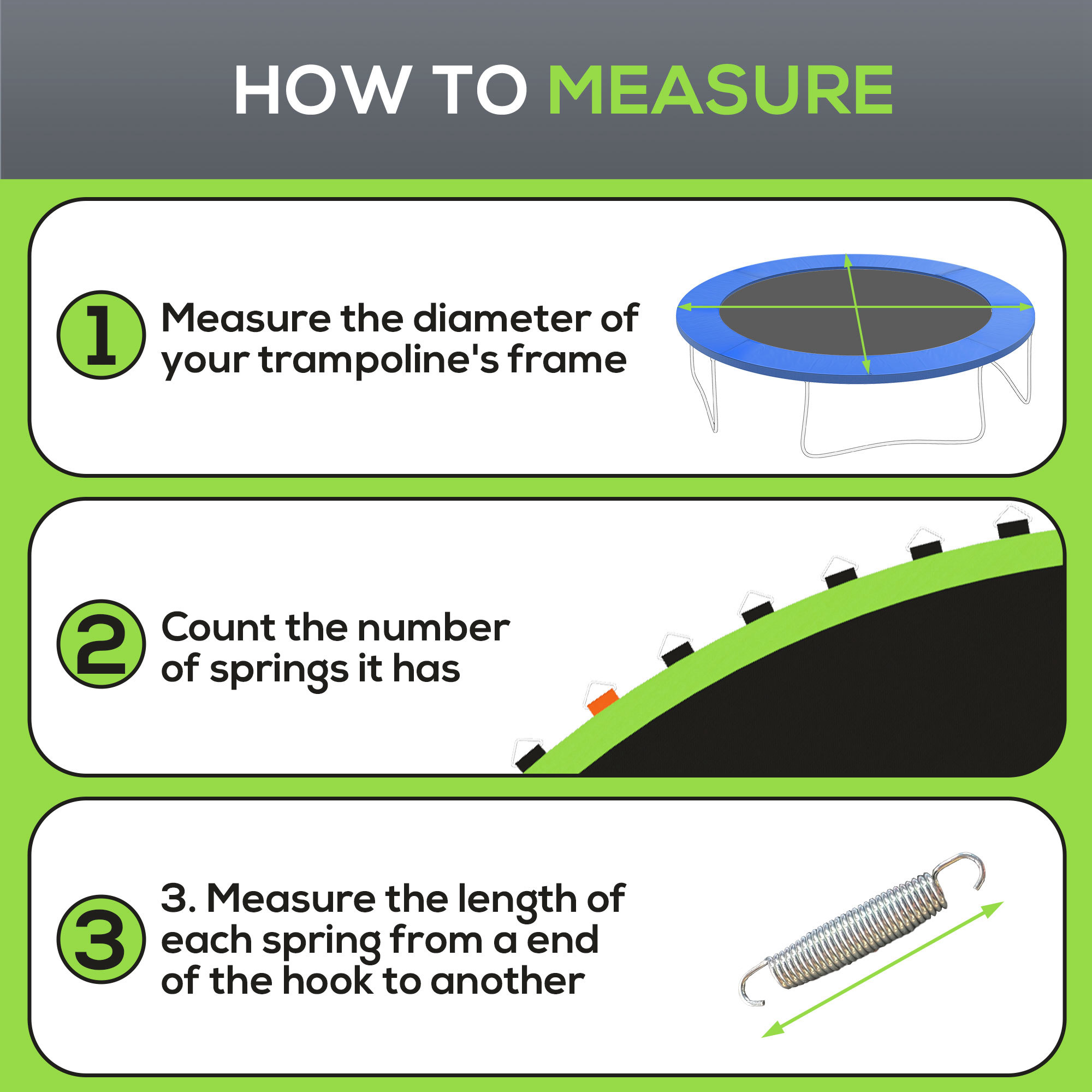 SPORTNOW Replacement Trampoline Mat with Spring Pull Tool, 72 V-Hooks, for 12ft Trampoline using 14cm Springs, Green 7