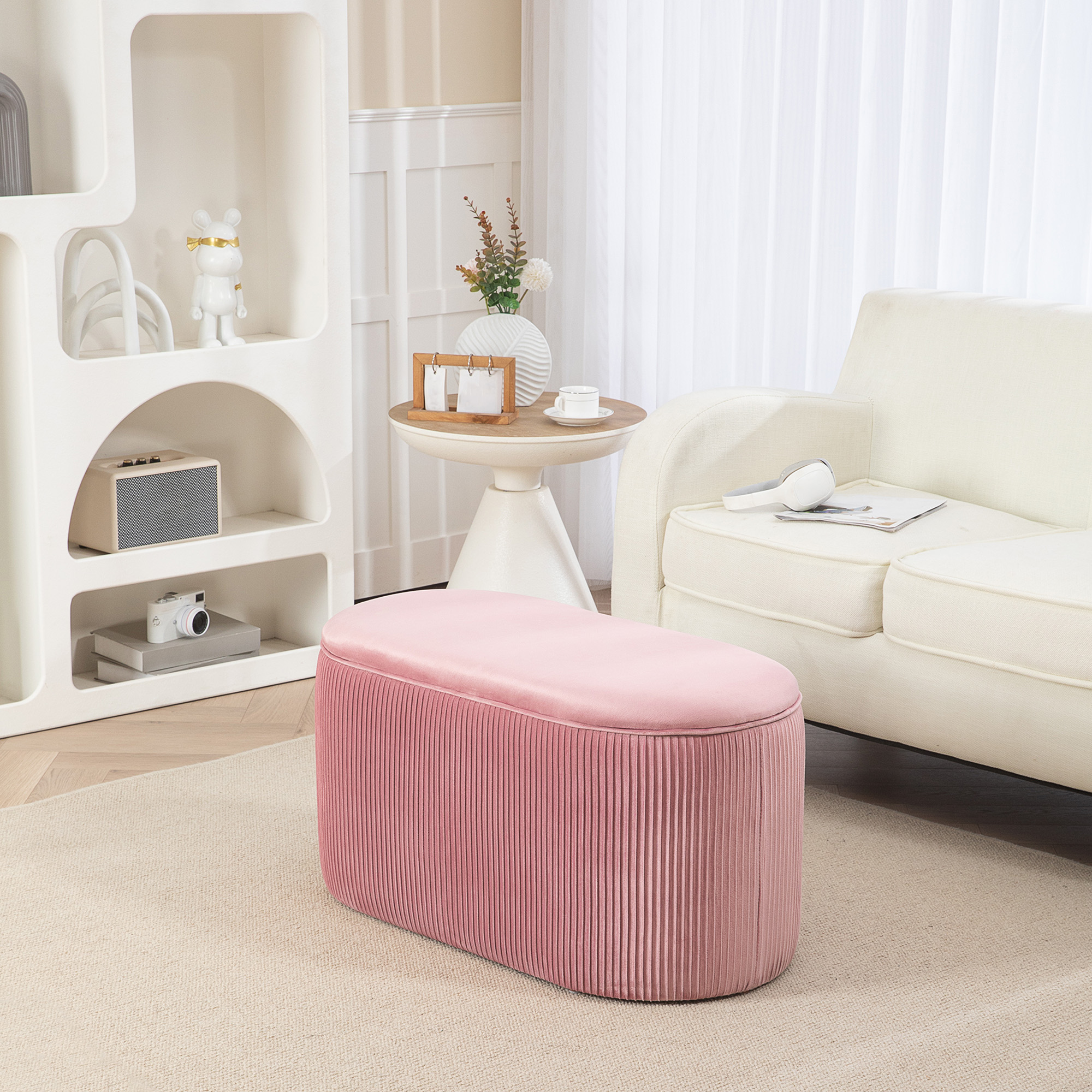 HOMCOM Sitzbank Rosa Polsterbank mit Stauraum im französischen Stil, elegan günstig online kaufen