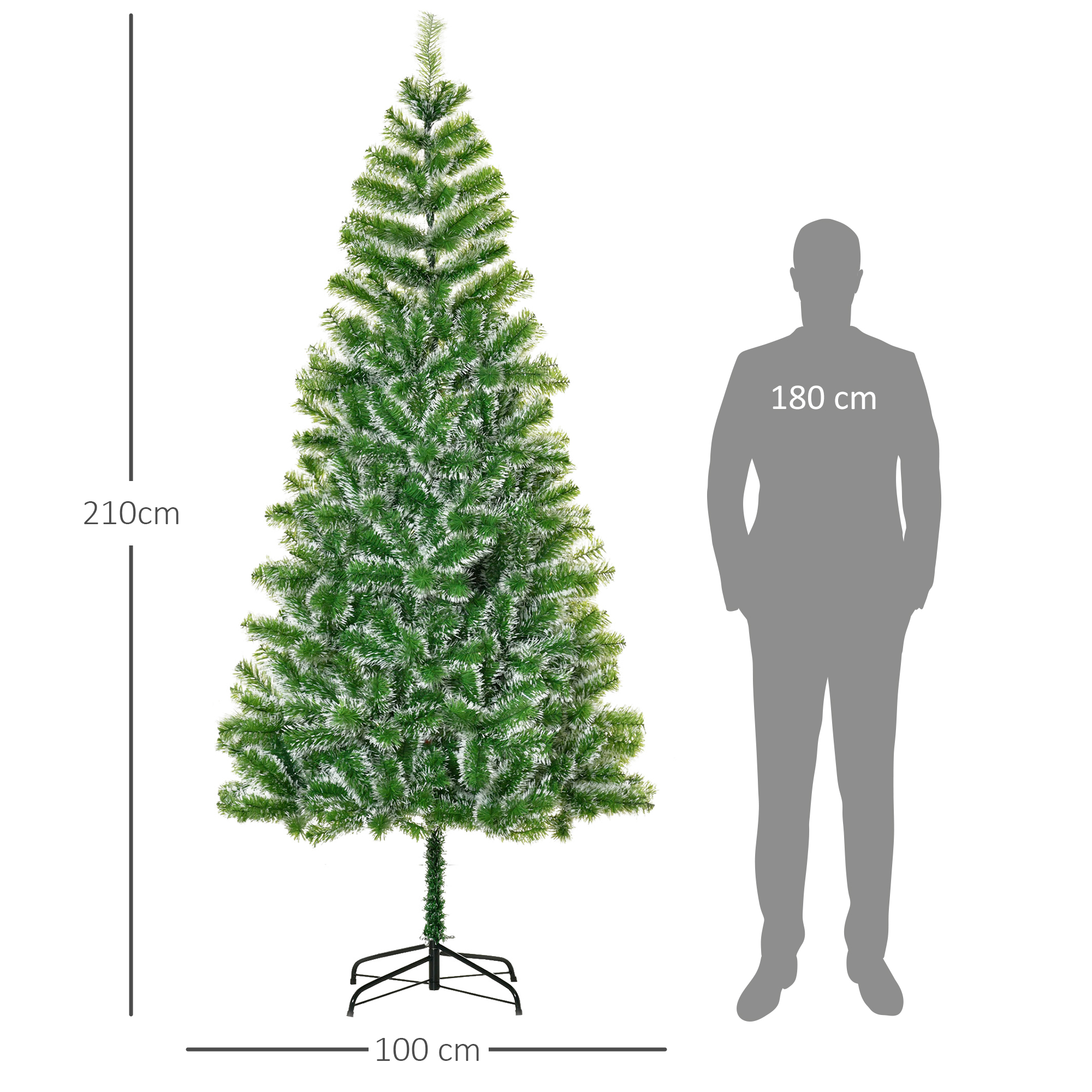 HOMCOM 7FT Indoor Christmas Tree Artificial Decoration Xmas Gift with Metal Stand Branch Tips 3