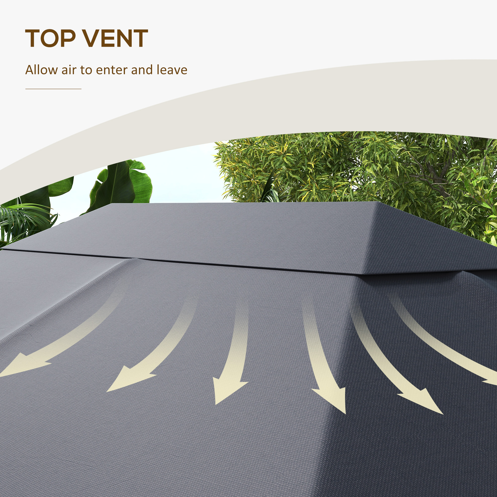 Outsunny 3 x 4m Gazebo Canopy Replacement Cover, Gazebo Roof Replacement (TOP COVER ONLY), Dark Grey 5