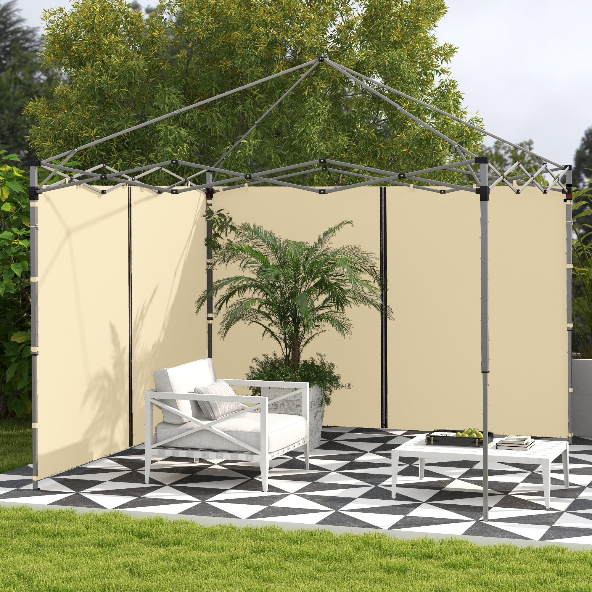 Outsunny Set of Two 3 x 3(m) Replacement Zipped Gazebo Walls Beige 2