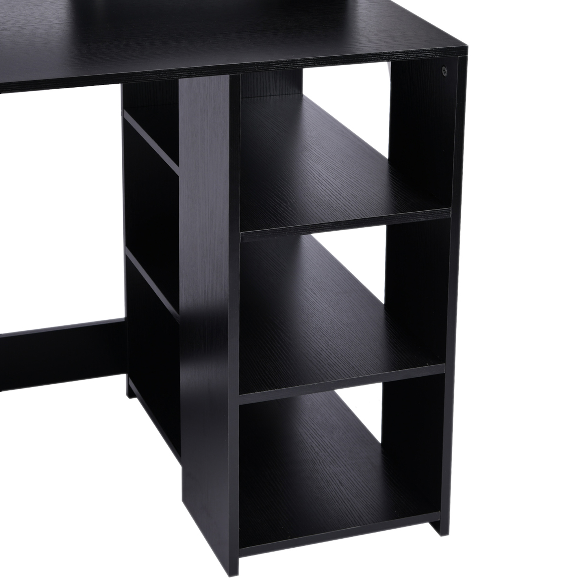Bureau Informatique HOMCOM Avec Rangements - 137x55x92 Cm - 2 Tiroirs, étagères, Tablette Imprimante - Noir Et Blanc
