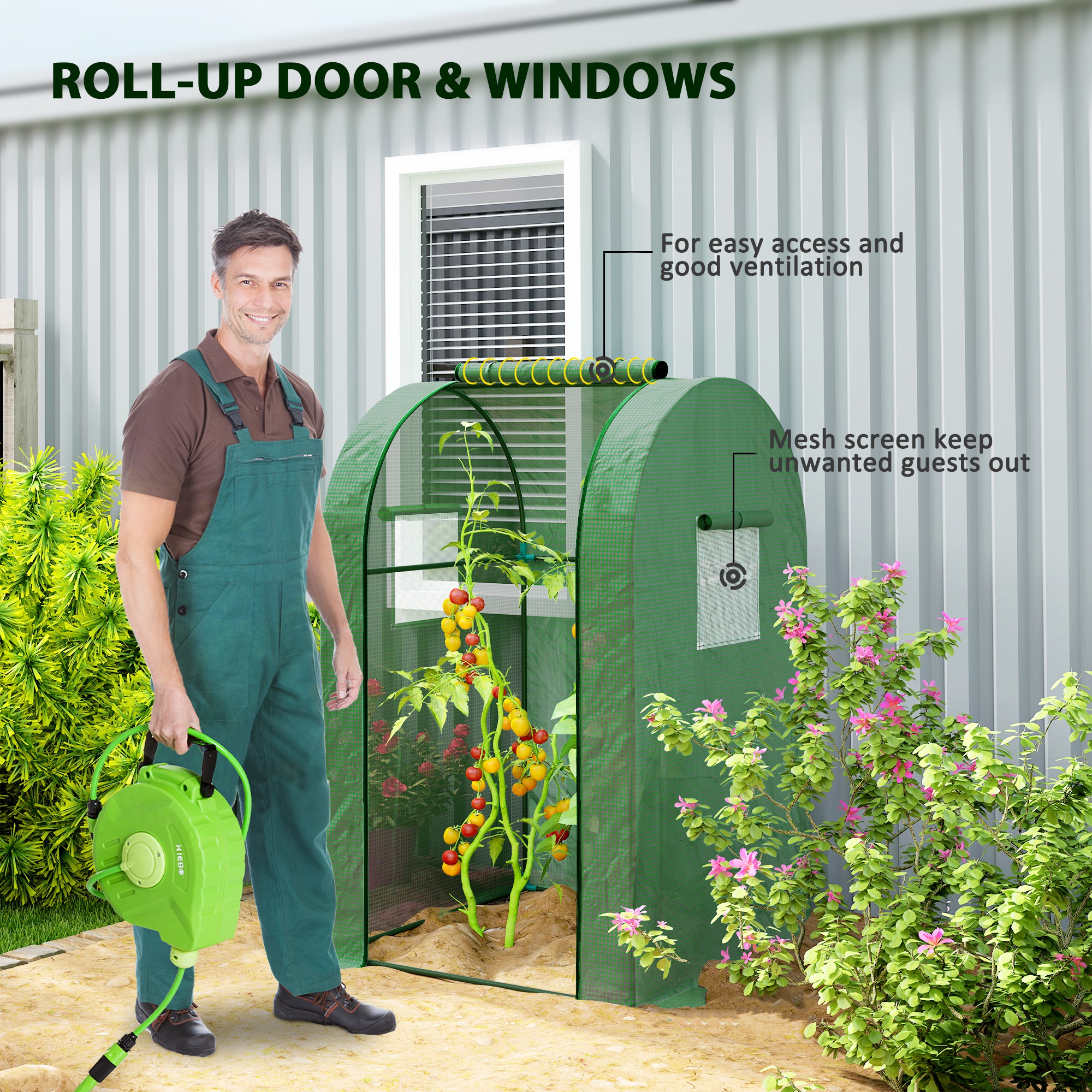 Outsunny 94 x 94cm Mini Portable Greenhouse Green 6