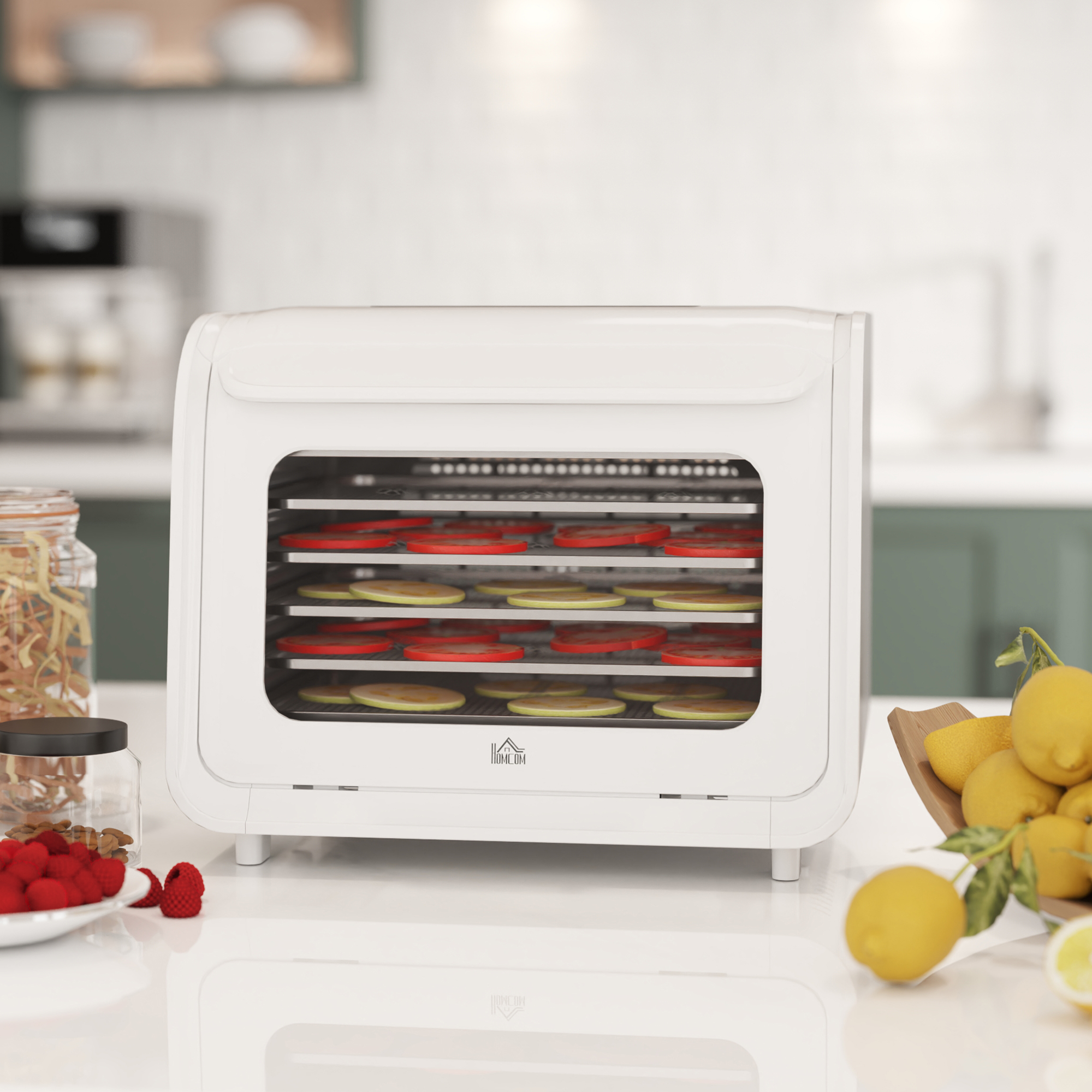 HOMCOM 35-70°C Six-Tray Food Dehydrator White 2