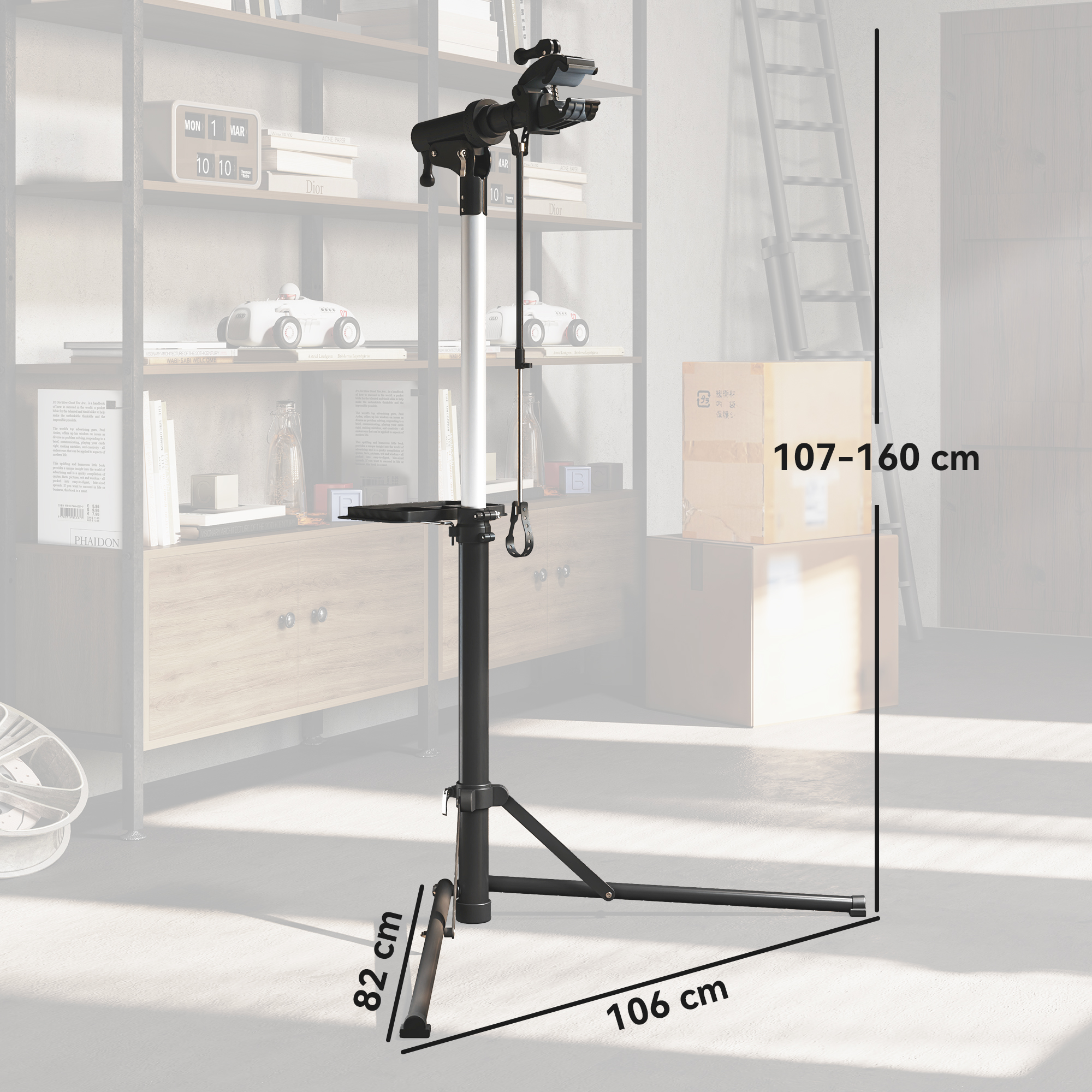 HOMCOM Bike Repair Stand, Max Load 40kg, Foldable, Height Adjustable, for Road Bike, Mountain Bike, E-bike 3