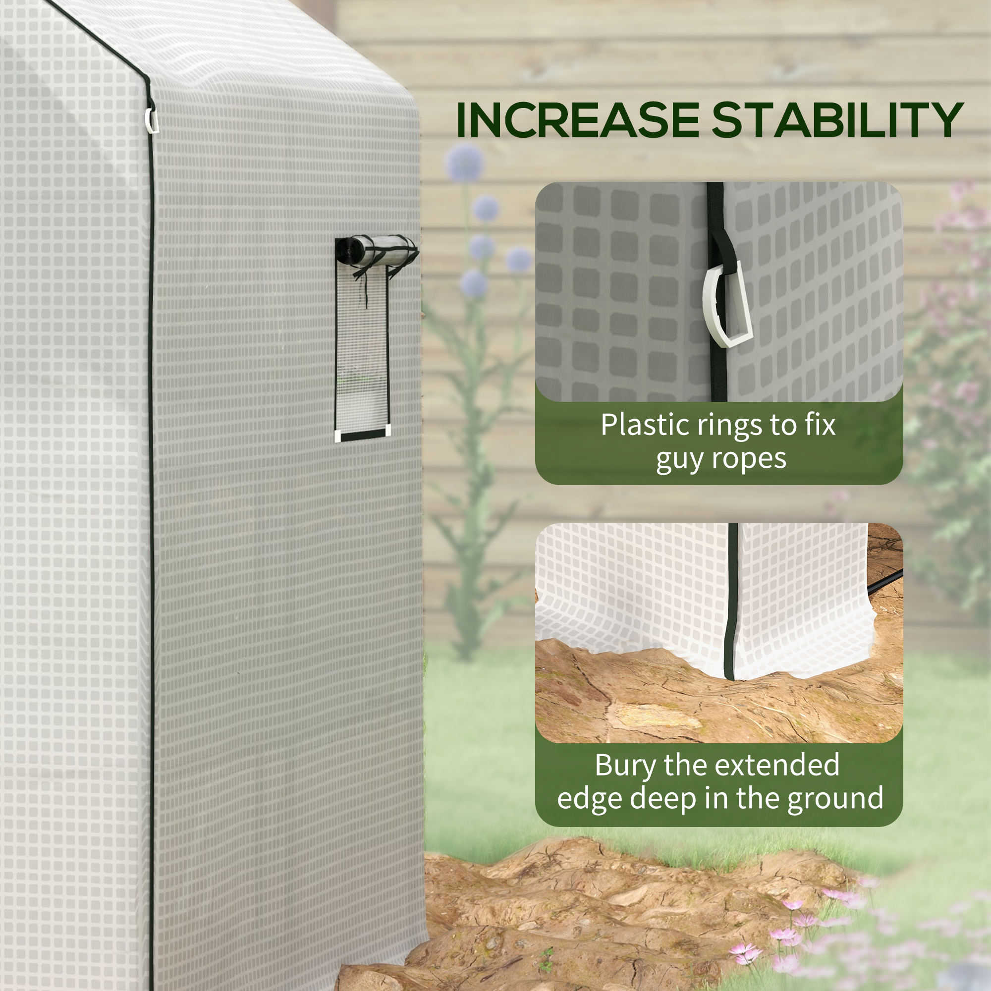 Outsunny Greenhouse Cover Replacement Walk-in PE Hot House Cover with Roll-up Door and Windows, 140 x 143 x 190cm, White 7