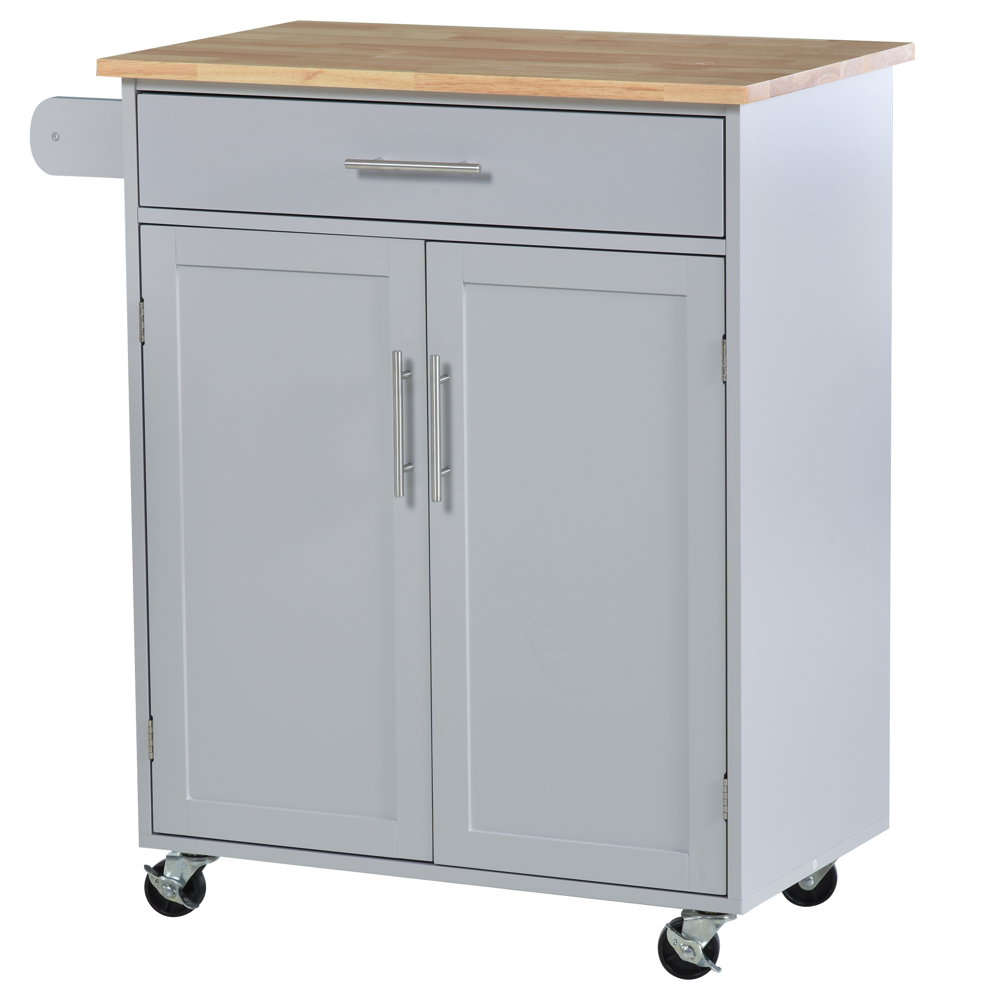 HOMCOM Desserte de cuisine sur roulettes chariot de service Ilot de cuisine avec tiroir de placard et porte-torchons - gris