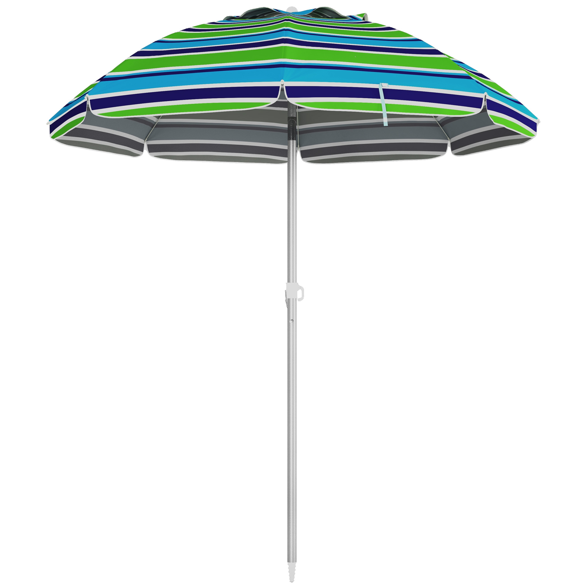 Outsunny Sombrilla de Playa Ø178x205 cm Reclinación 45° Altura Ajustable Anti-UV Impermeable Bolsa Transporte   Aosom España