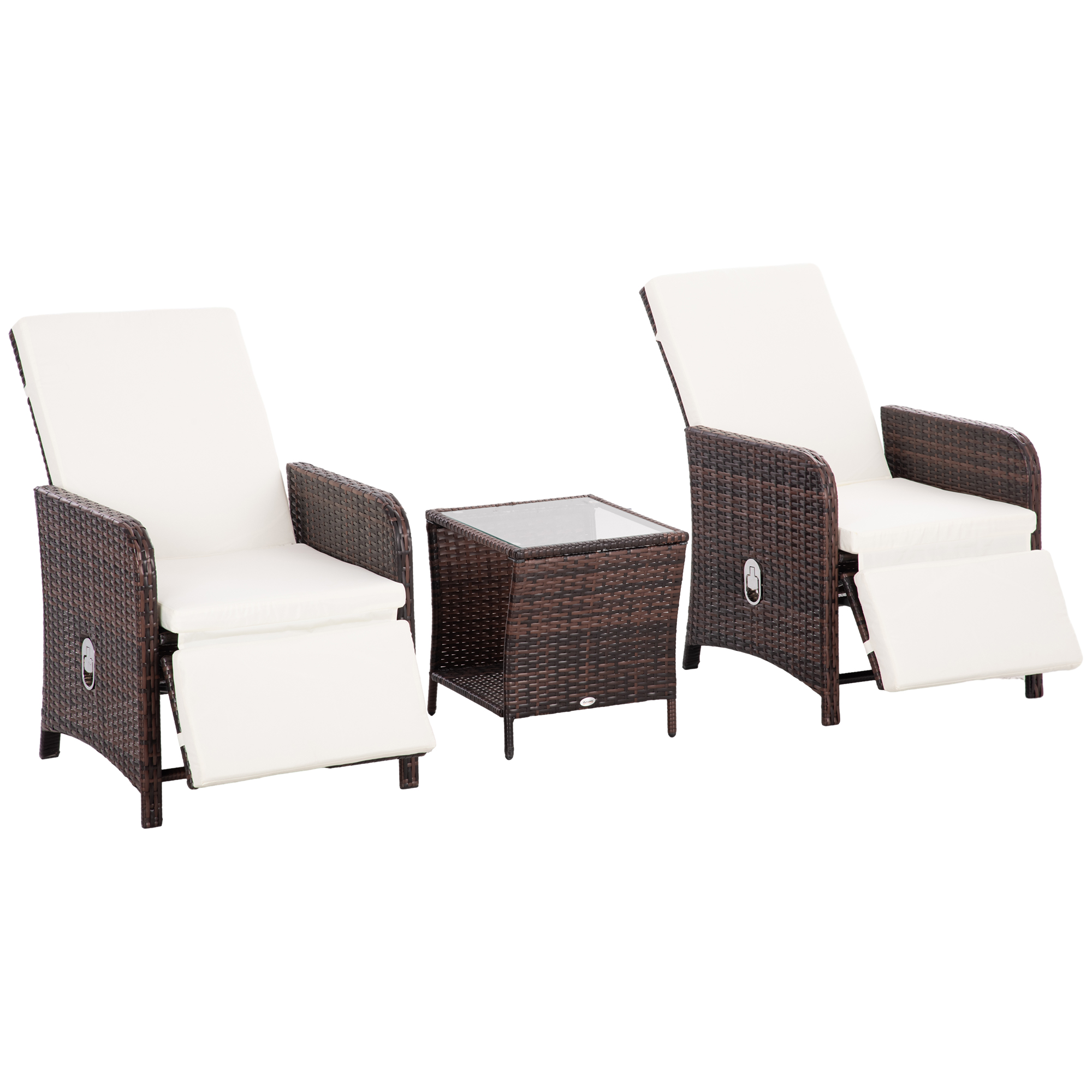Product photograph of Outsunny 3 Pieces Rattan Bistro Set Balcony Furniture With Cushions Storage Function - Mixed-brown from Aosom UK