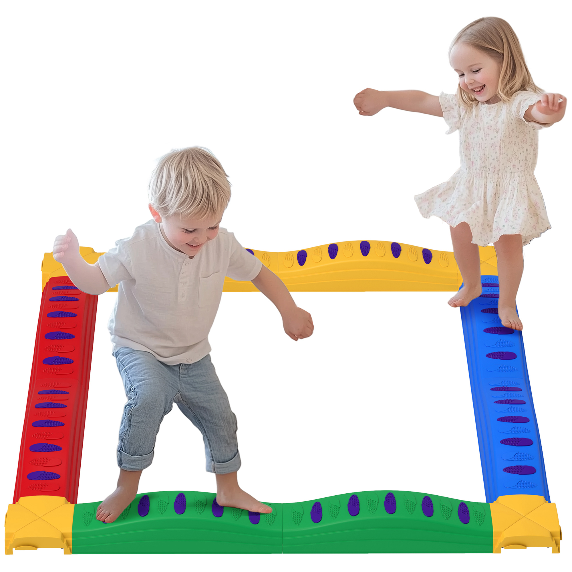 AIYAPLAY 12PCs Kids Balance Beam Stepping Stones w/ Non-Slip Foot Pads Aosom UK