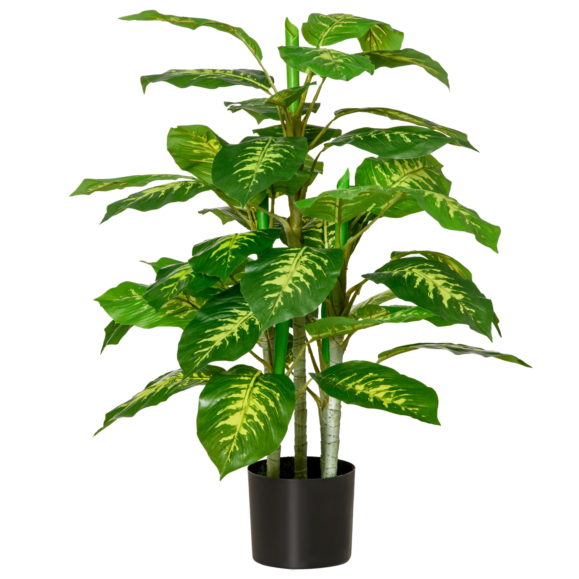 HOMCOM Aglaonema Artificial Planta Sintética de 95 cm con 42 Hojas Decoración para Hogar Oficina y Exterior Verde   Aosom España