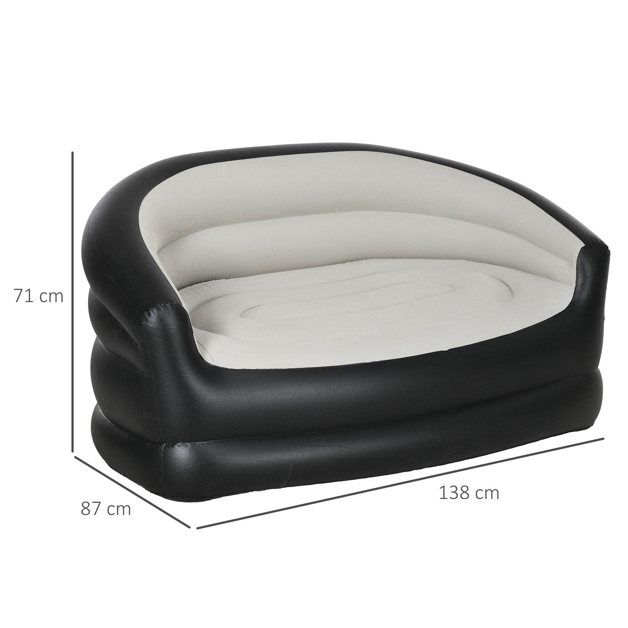 Outsunny Double Inflatable Seat Grey/Black 3
