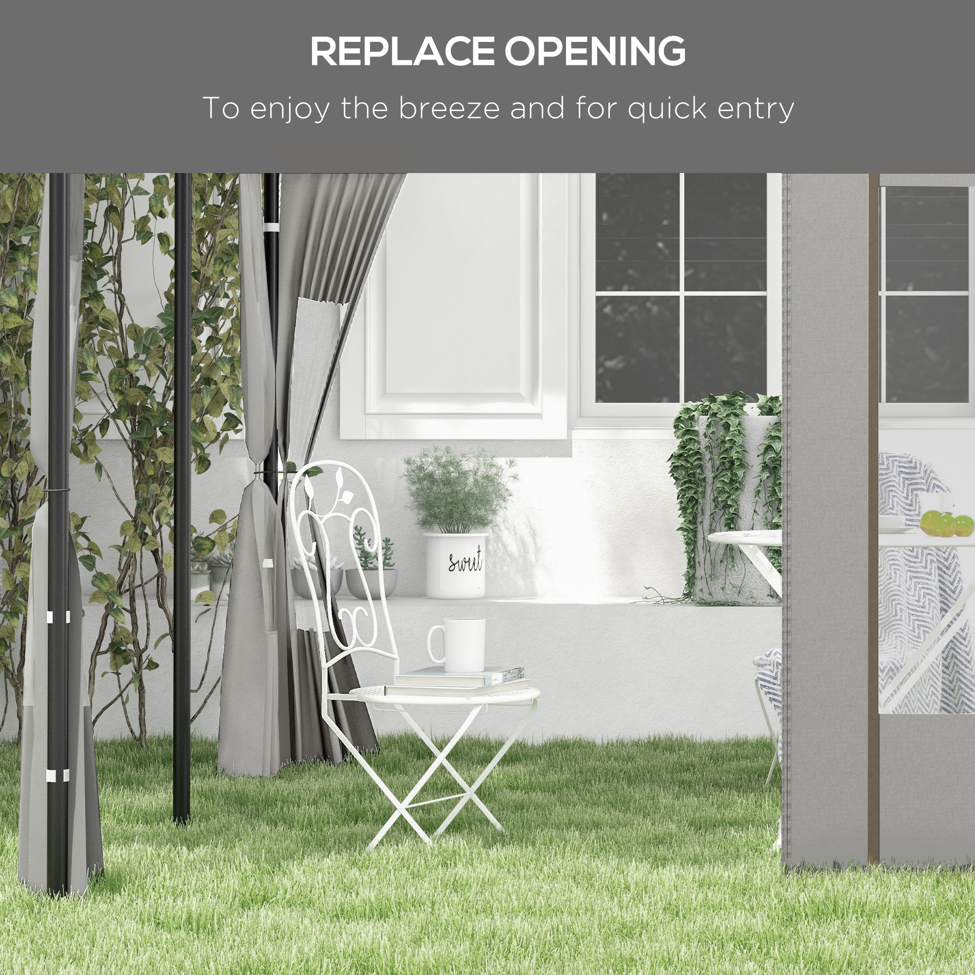Outsunny Set of Two 295cm Replacement Canopy Walls Grey 5