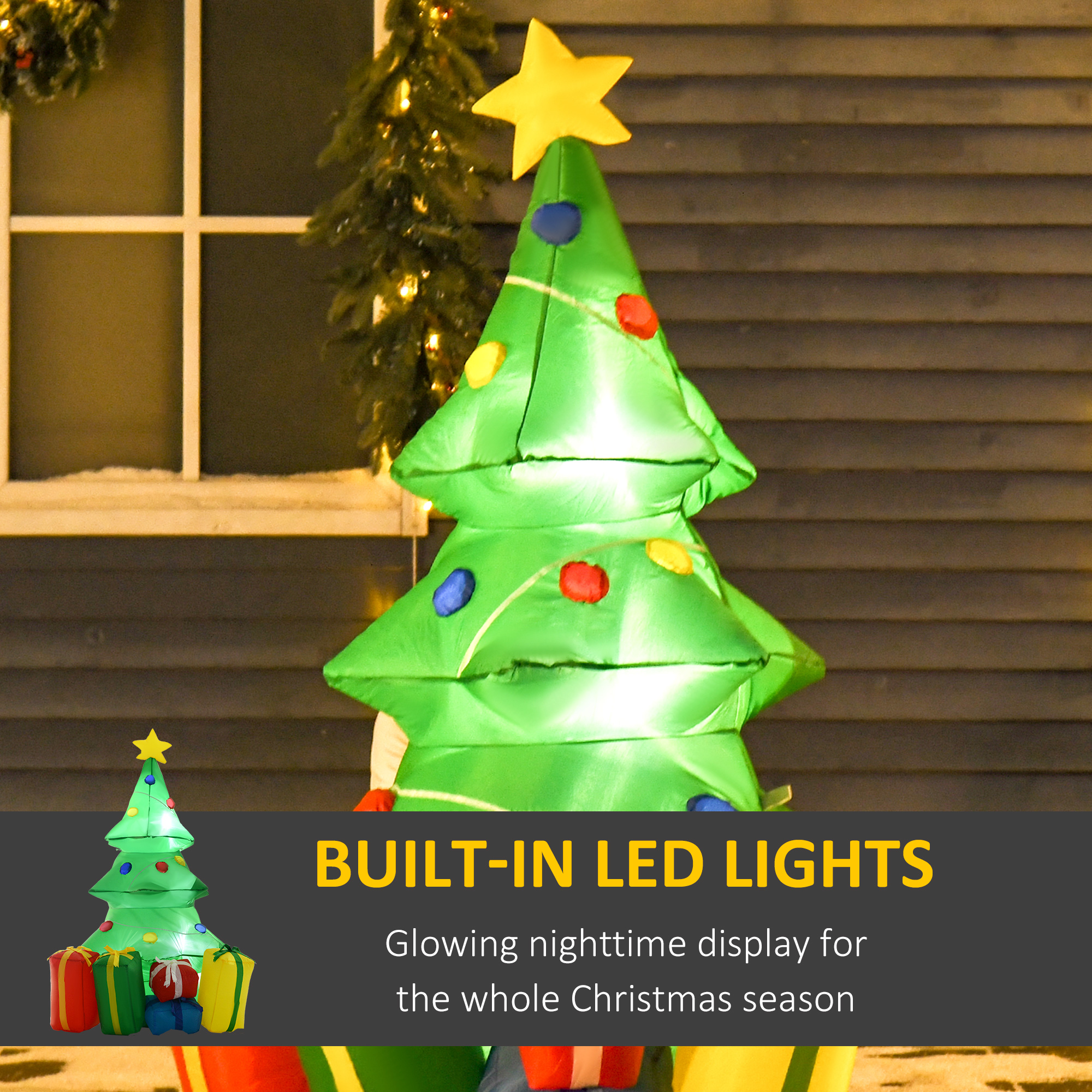 HOMCOM 5ft Inflatable Christmas Tree Xmas Air Blown Holiday Decoration LED Lawn Yard Outdoor Ornaments 4