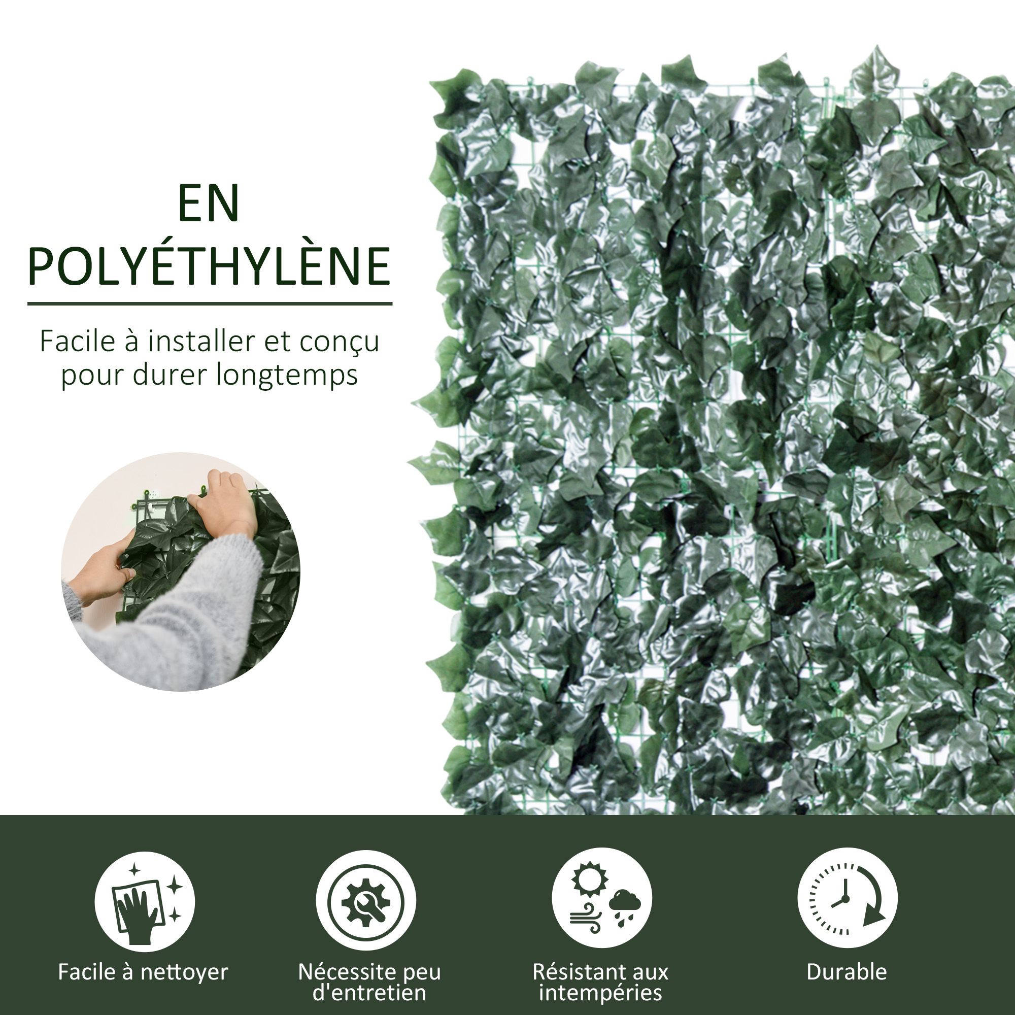 Outsunny Haie Artificielle Brise-Vue décoration Rouleau 2,4L x 1H m ...