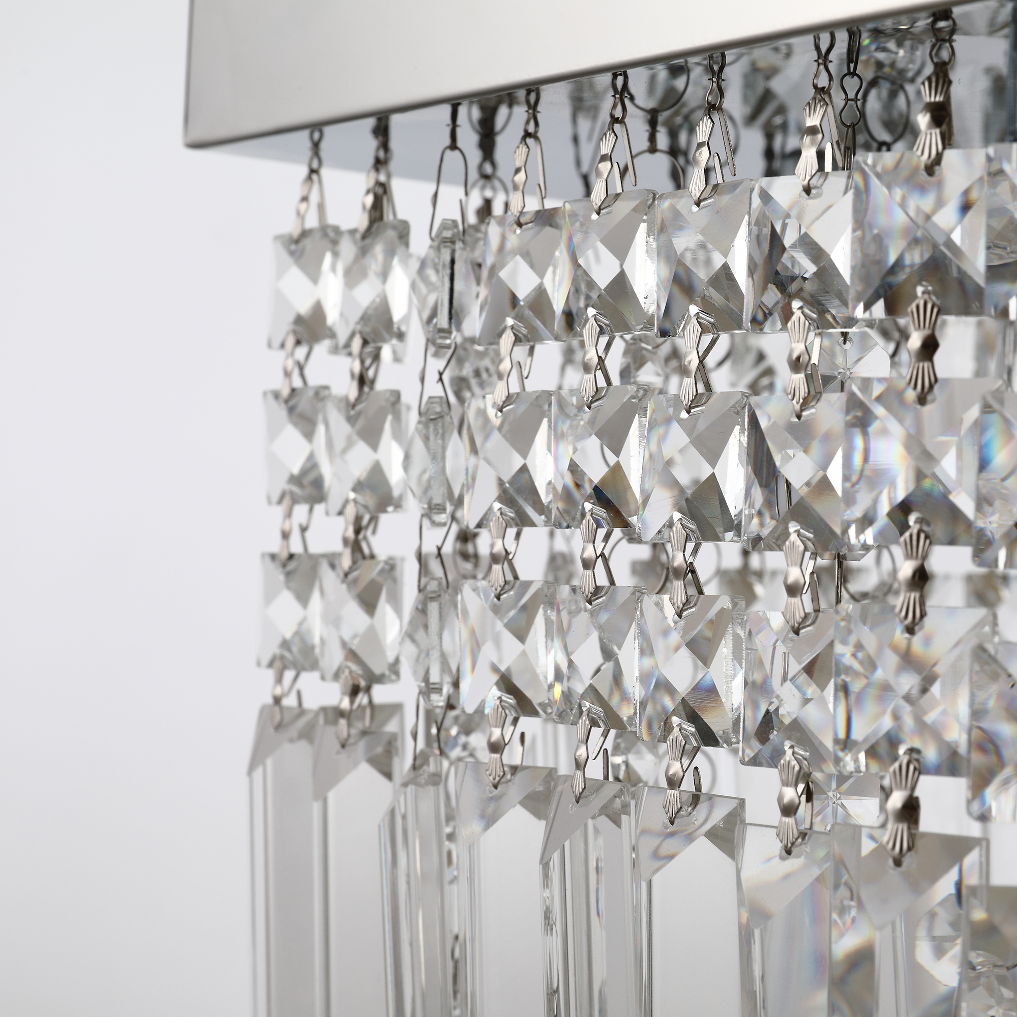 HOMCOM Modern Crystal Ceiling Light Square Crystal Chandelier for Living Room, Dining Room, Hall, E14 Base, Silver, 80 x 25 x 23cm 8