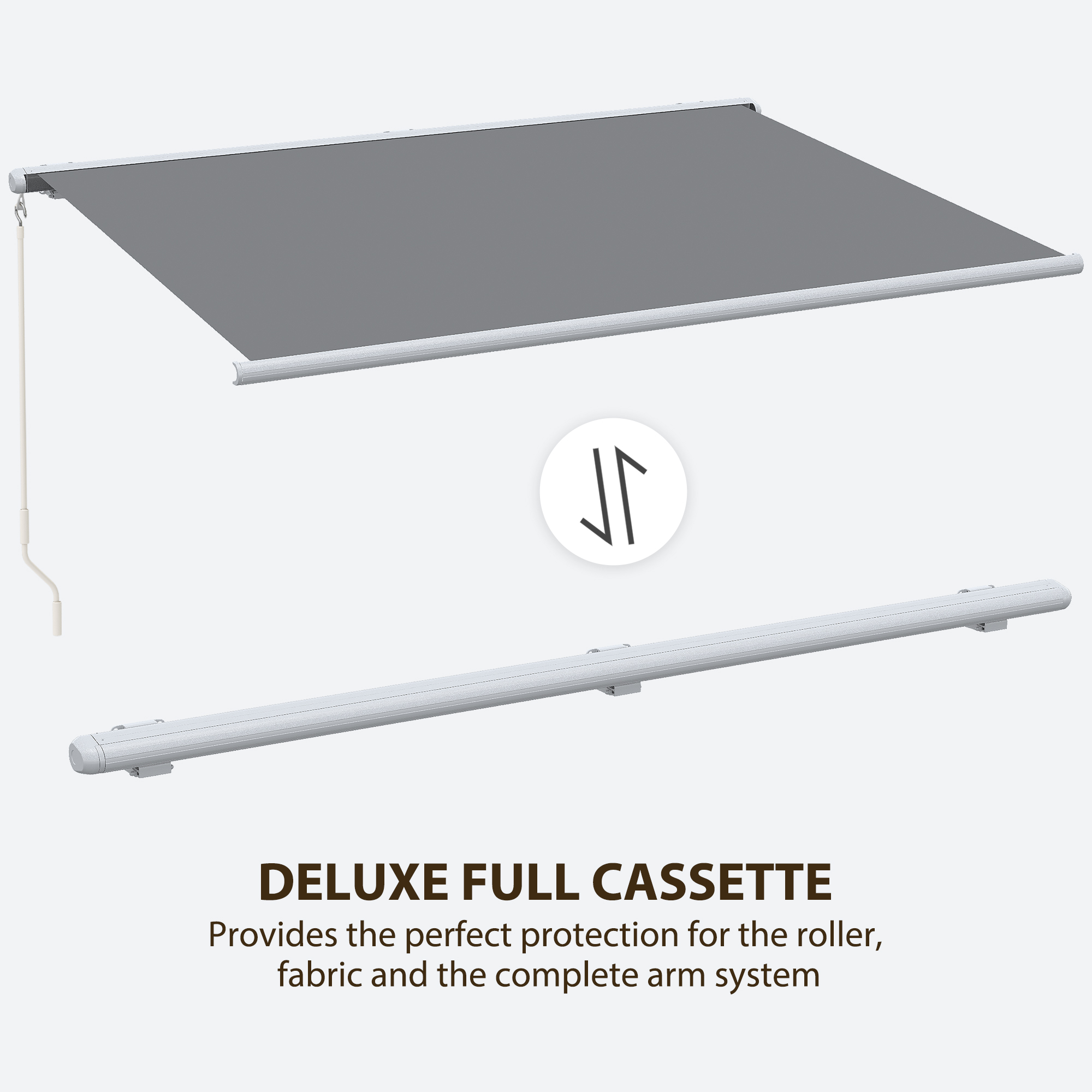 Outsunny 4x3m Full Cassette Electric/Manual Retractable Awning with Remote Controller, Sun Canopies for Patio Door Window with Remote Controller, Grey 5