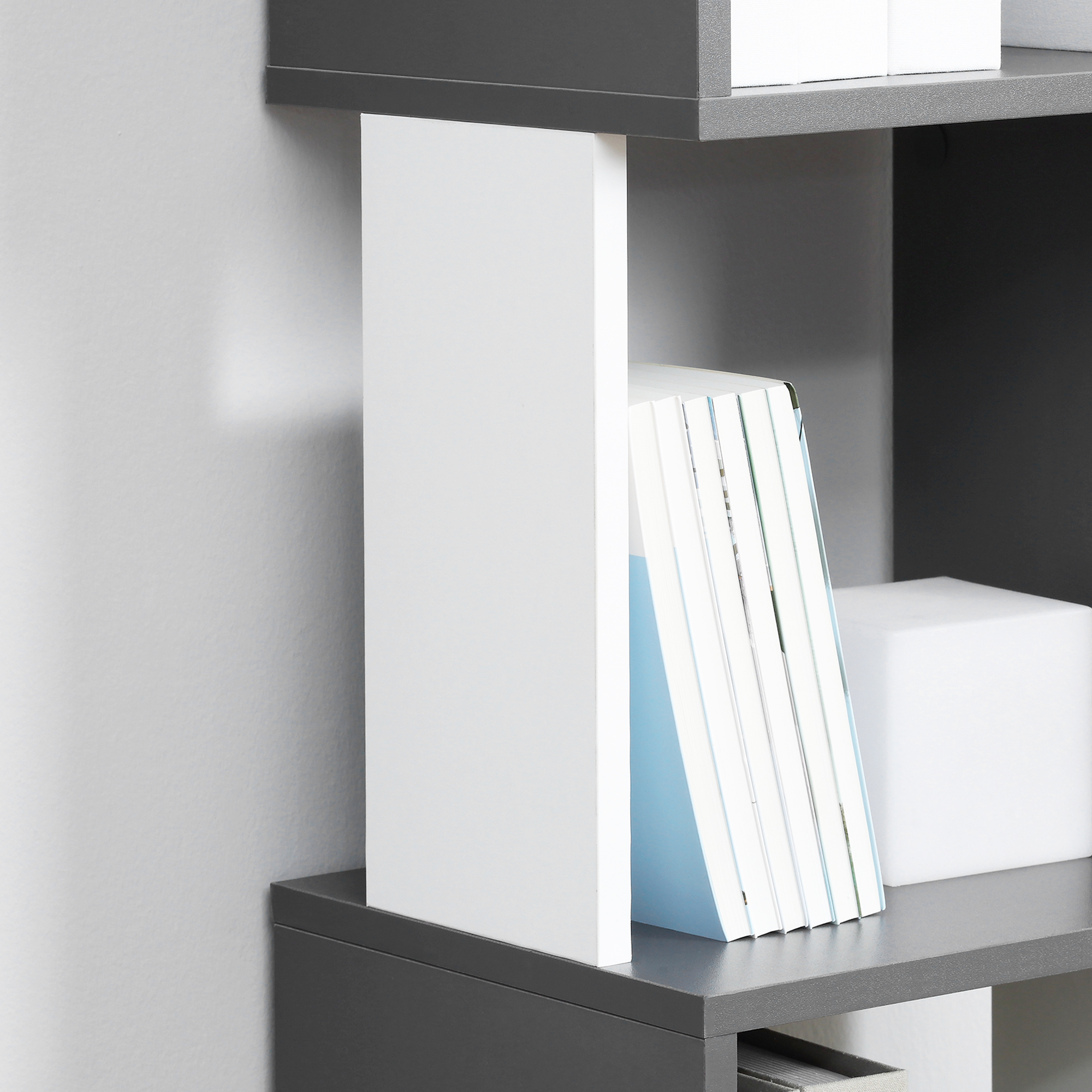 HOMCOM Modern 5-Tier Bookshelf, Freestanding Bookcase Storage Shelving for Living Room Home Office Study, White and Dark Grey 7