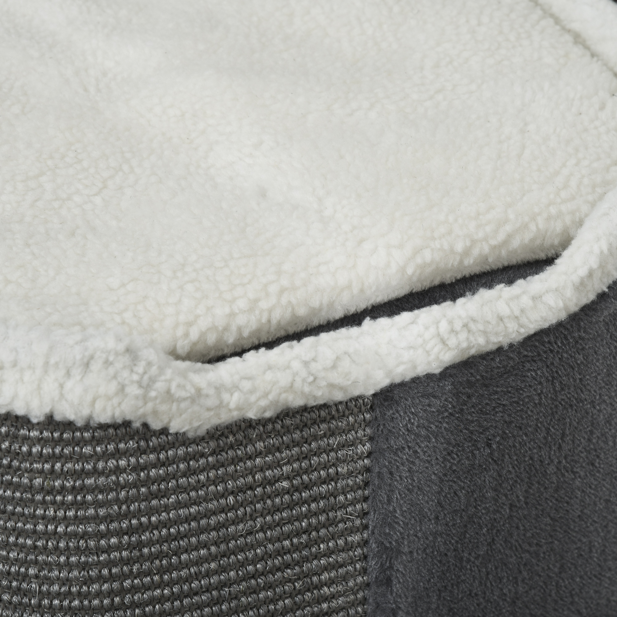 PawHut Sisal Cat Barrel with Soft Plush & Lamb Fleece Grey 9