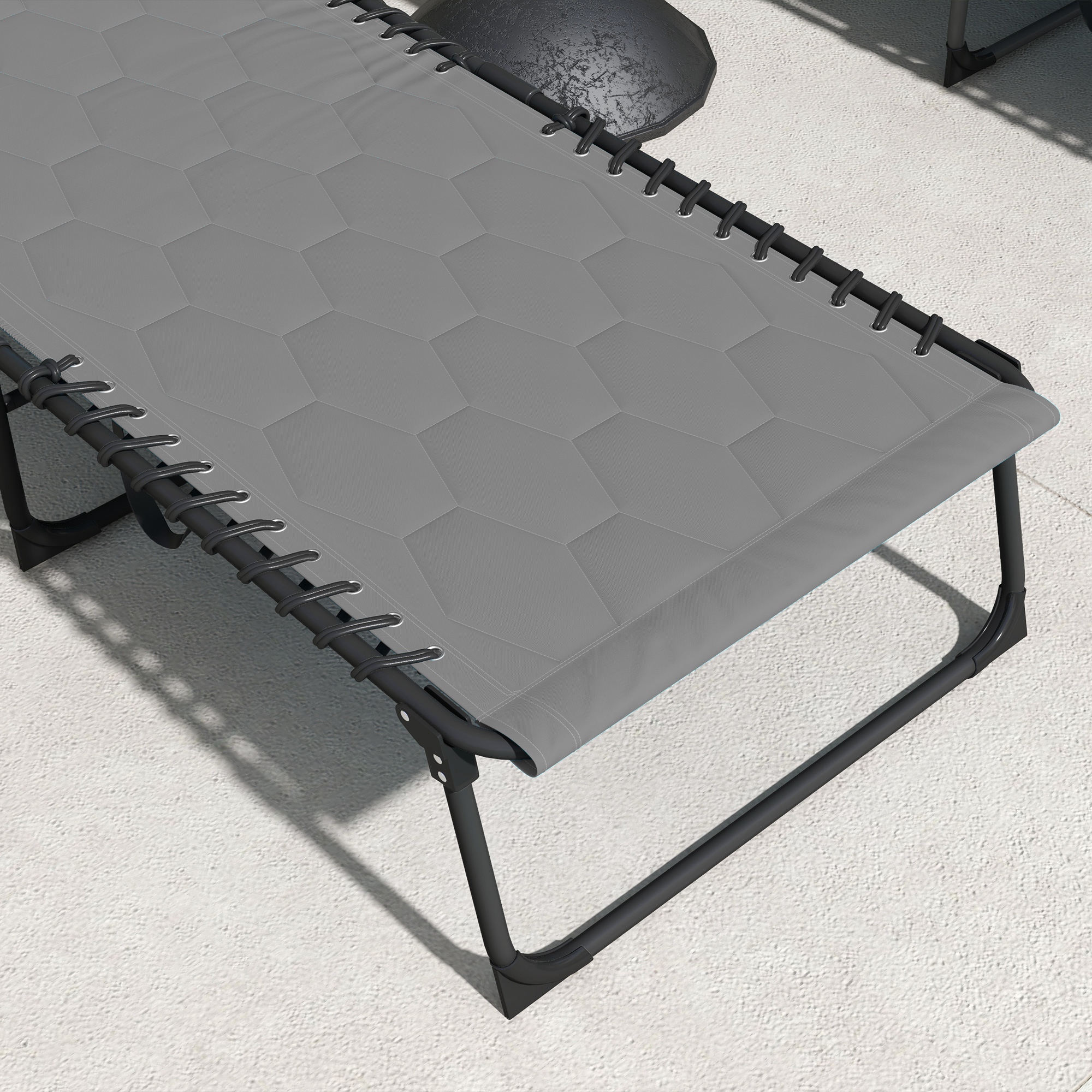 Outsunny Set of Two Sun Loungers, with Five-Position Reclining Backs Grey 9