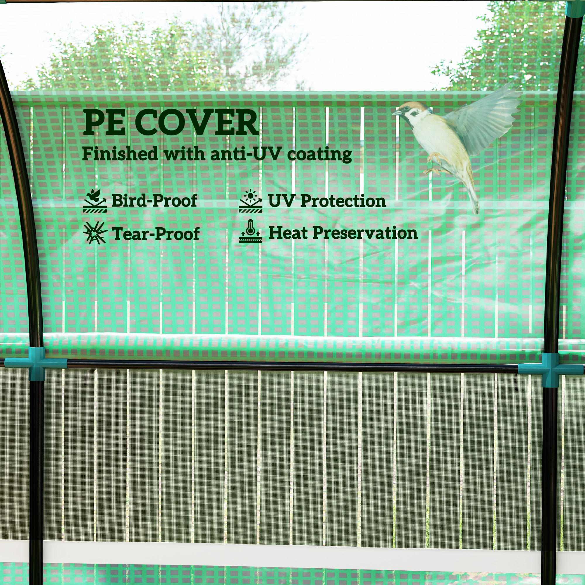 Outsunny 300 x 200cm Walk-In Polytunnel Greenhouse Green 4