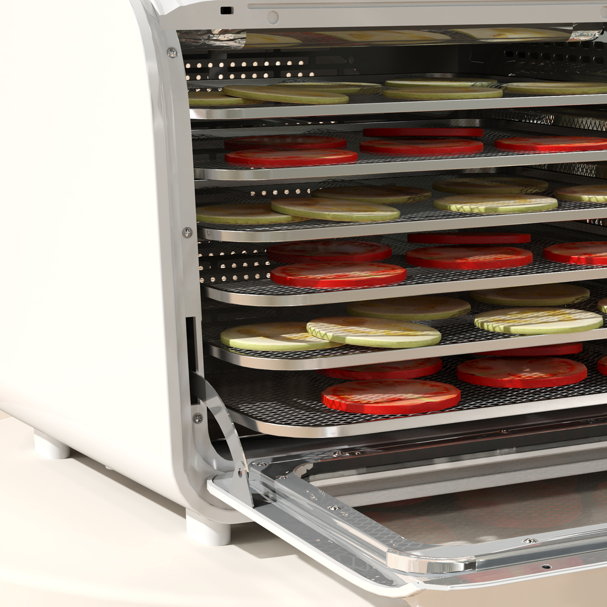 HOMCOM 35-70°C Six-Tray Food Dehydrator White 9