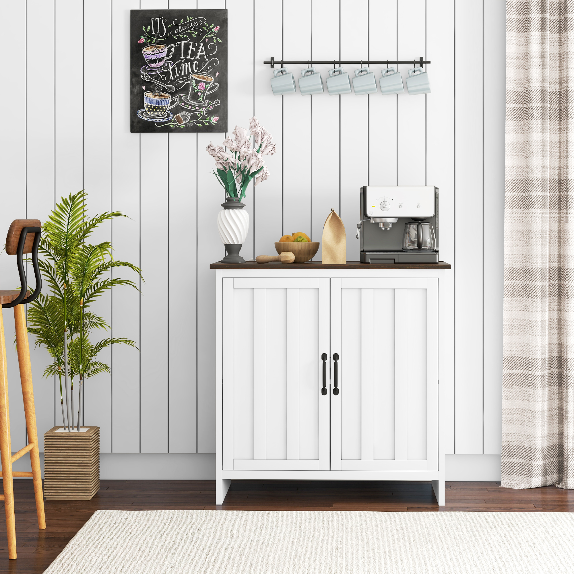 HOMCOM Credenza Moderna 2 Cassetti E Armadietto Bianco E Legno~20v15ob722001
