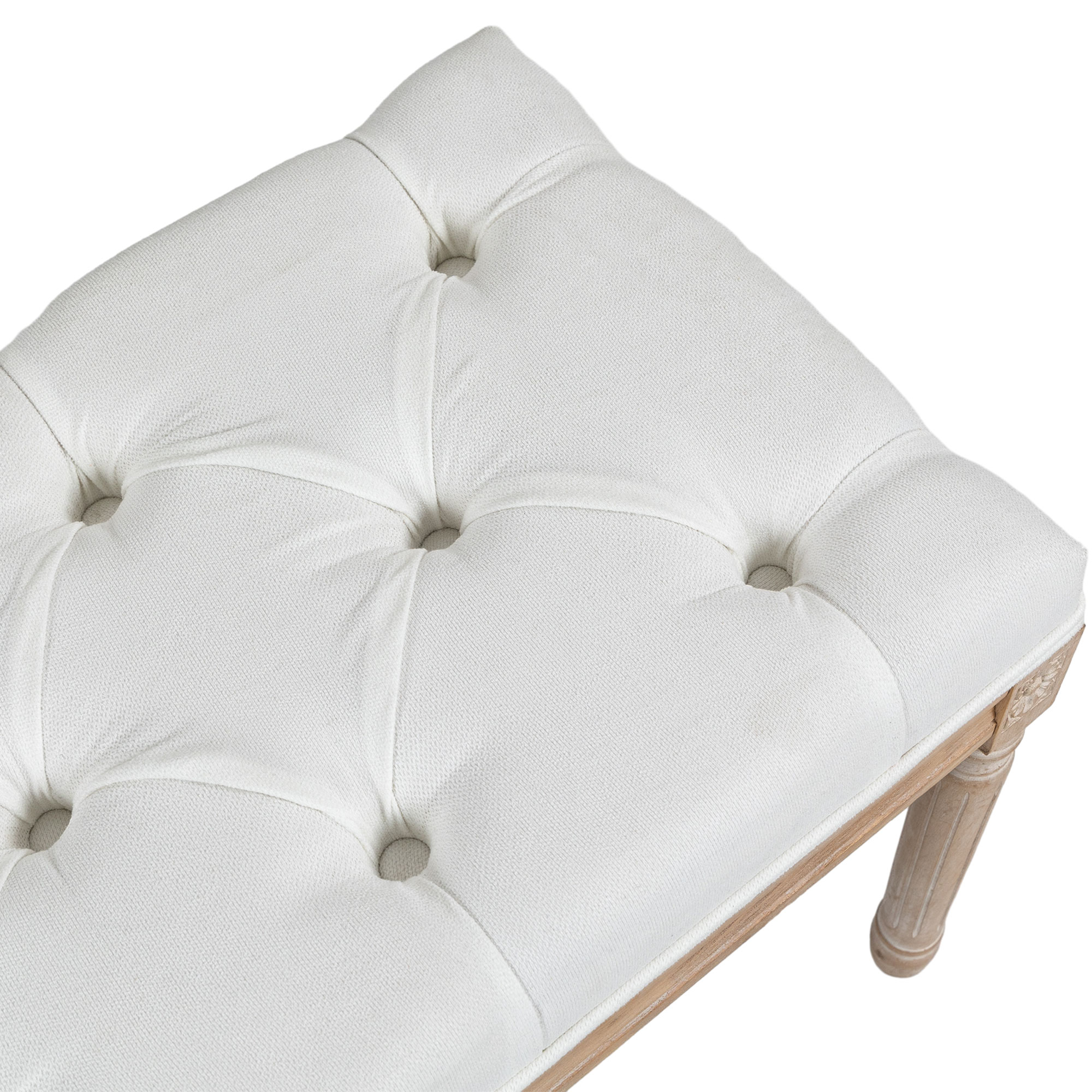 Homcom – Banc bout de lit rembourré 110 x 40 x 44 cm – Tissu aspect lin crème – Charge max. 220 kg – Design capitonné moderne