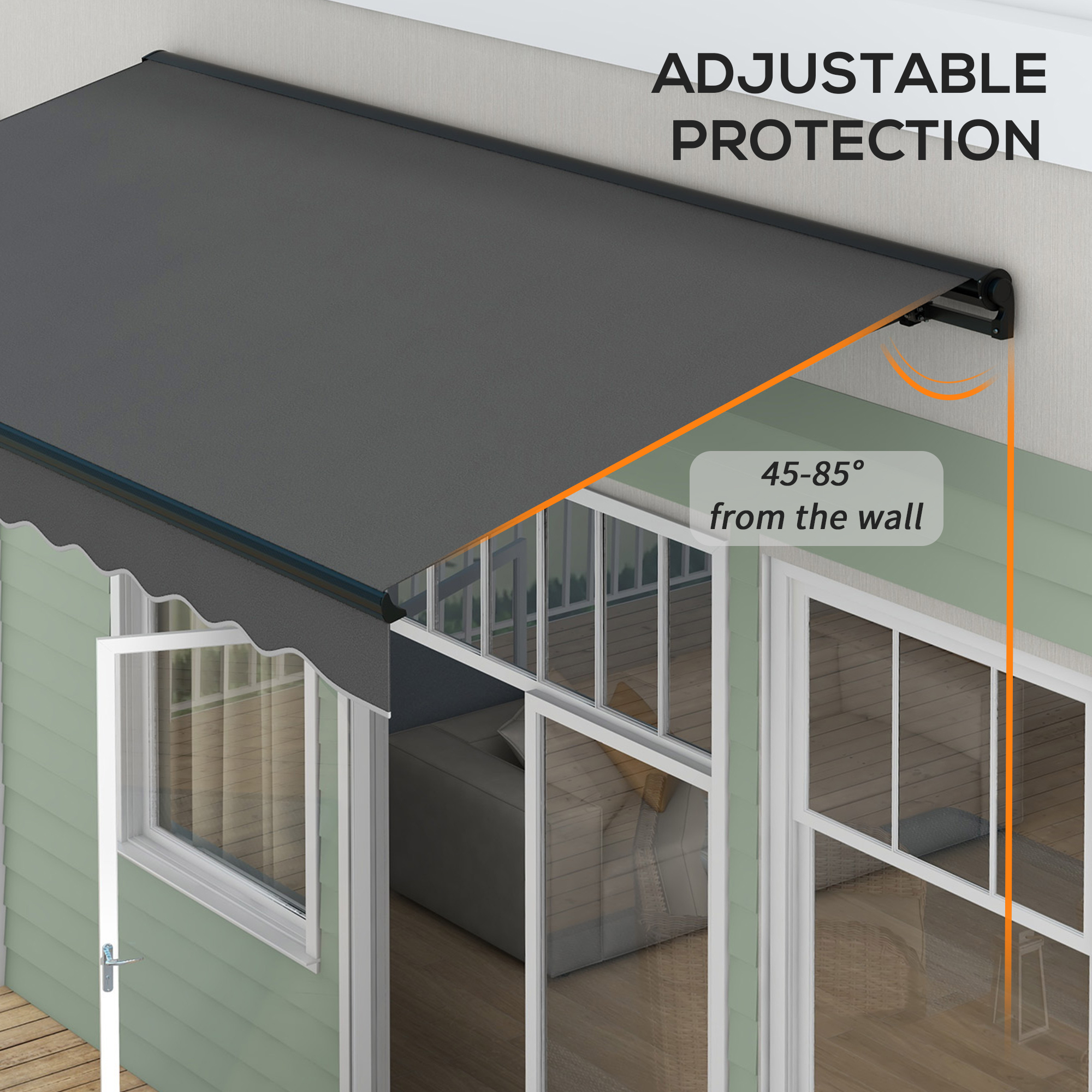 Outsunny 2.5 x 3.5m Aluminium Frame Electric Awning, with Remote Dark Grey 5