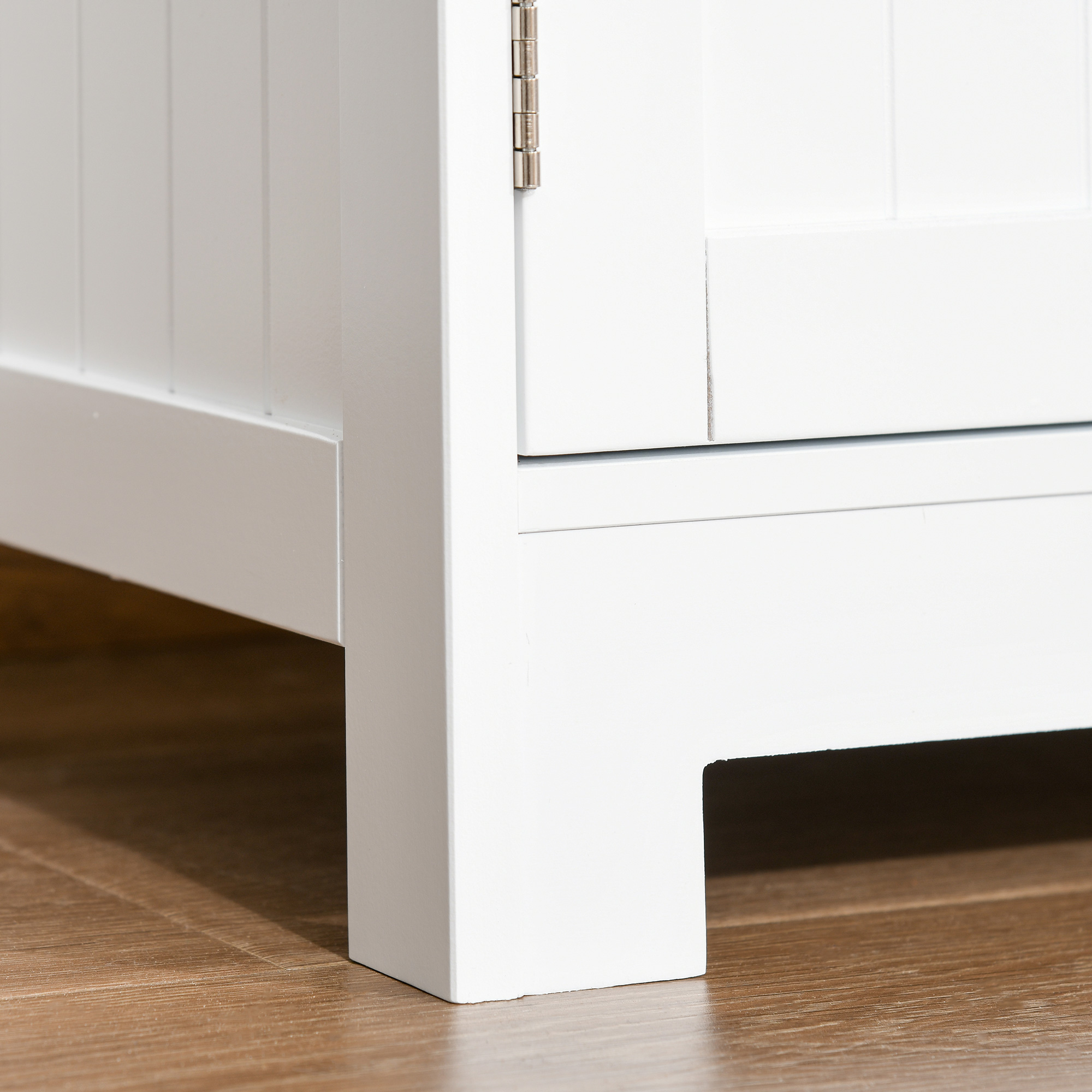 kleankin Bathroom Floor Cabinet, Freestanding Kitchen Cupboard with 2 Drawers, Adjustable Shelves and Tempered Glass Door, Wooden  Storage Unit for Living Room Kitchen Hallway 9