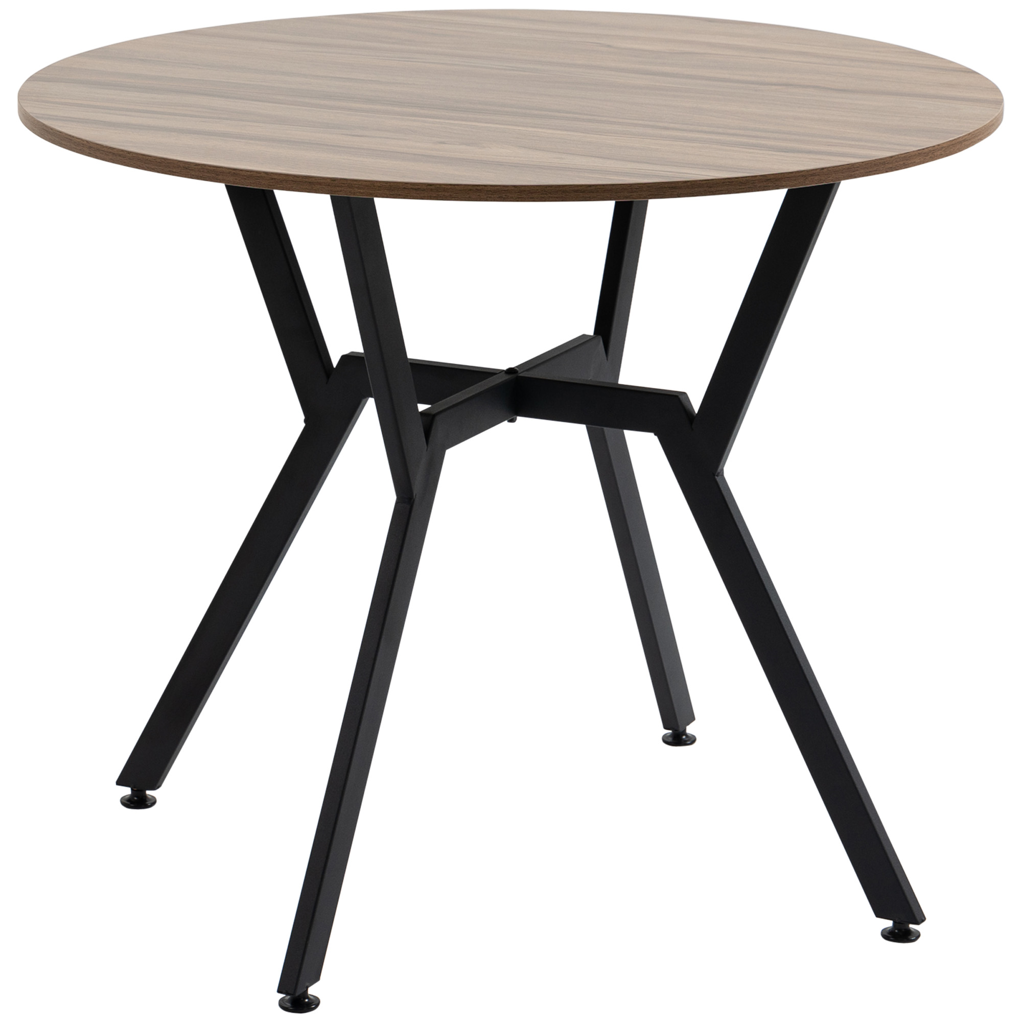 HOMCOM Mesa de Comedor Redonda de Estilo Industrial con Encimera de Madera y Marco de Acero Ø90x76 cm Marrón   Aosom España