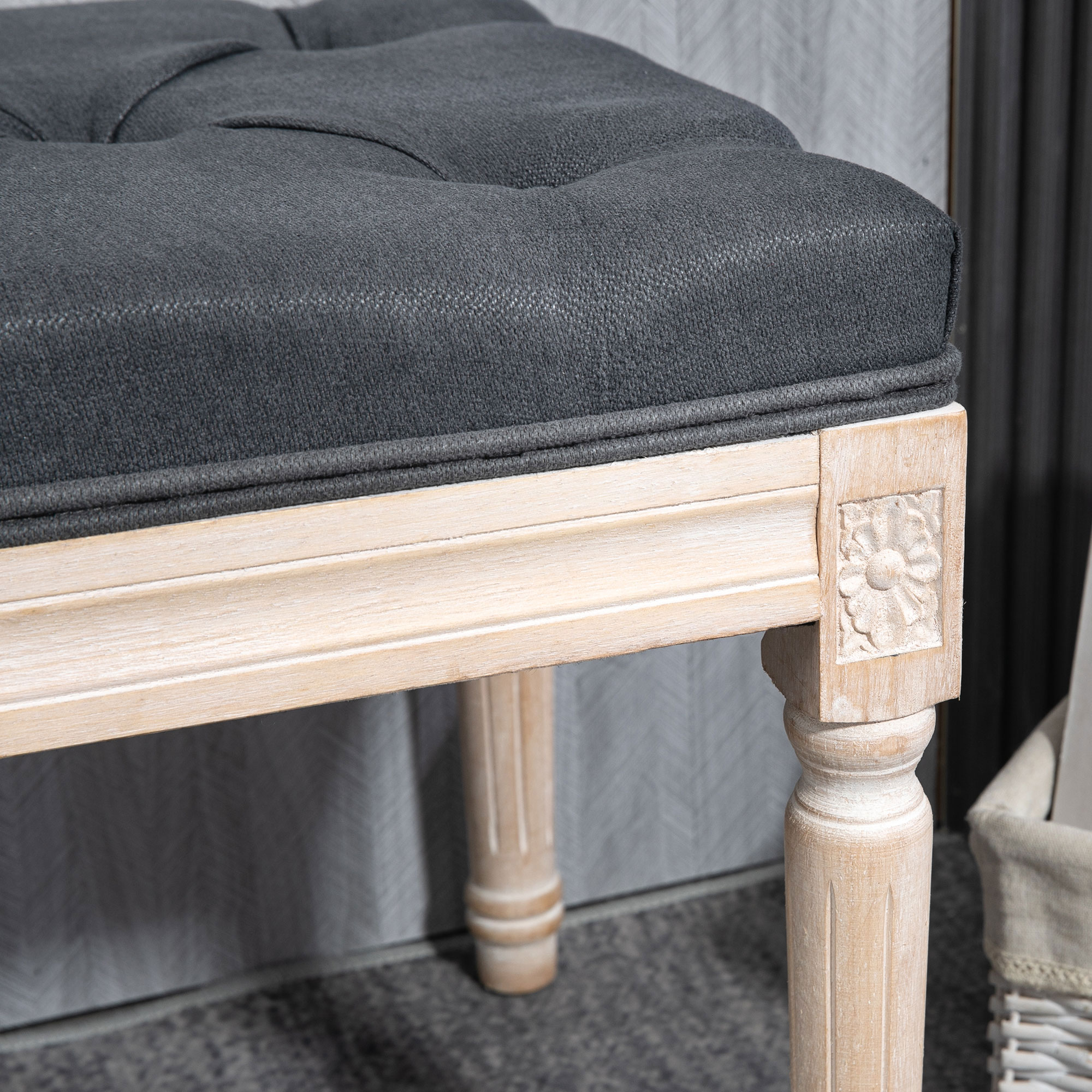 Banc Banquette Capitonnée Style Classique Chic Marron Effet Vieilli