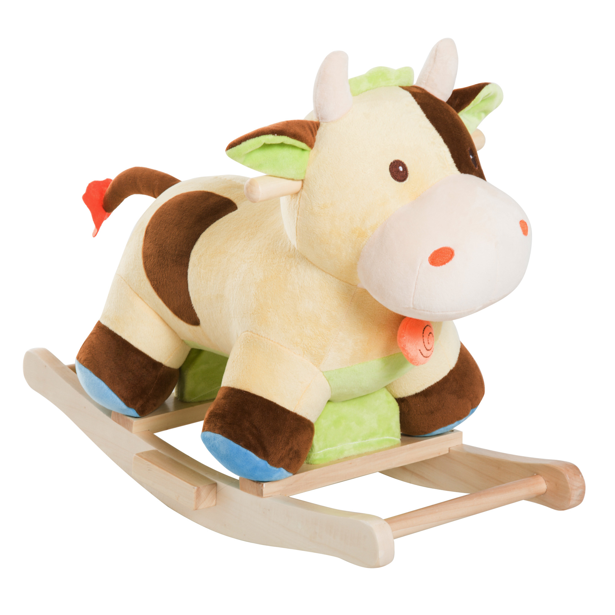 Cheval à Bascule HOMCOM – Cowboy Grande Douceur – Selle + Poignées – Dès 36 Mois – Brun/Blanc