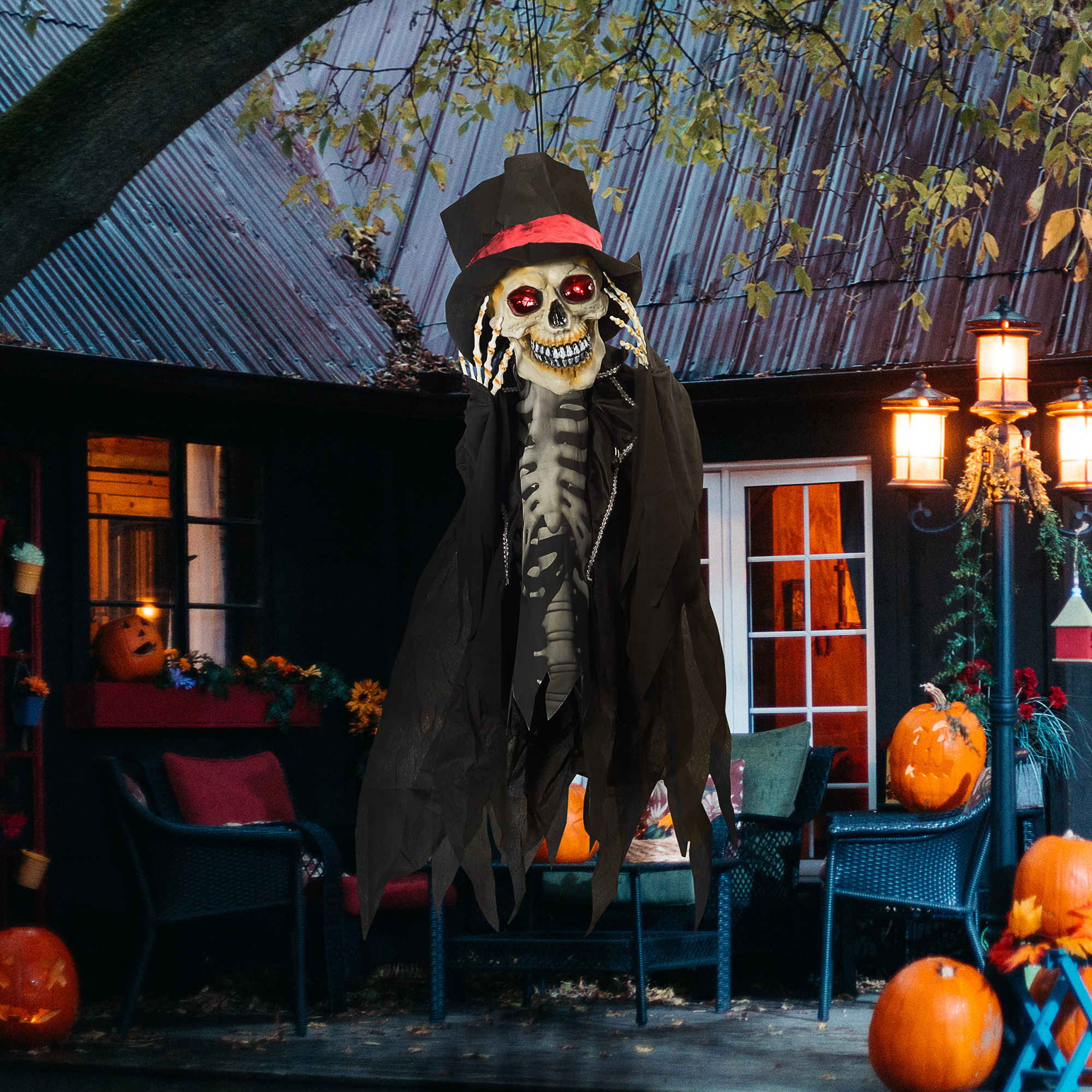 HOMCOM Halloween Vogelscheuche Mit Sound & Bewegungssensor - Gruseldekoration Für Haus Und Garten